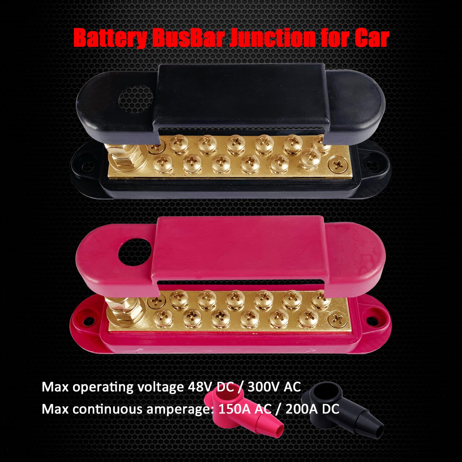 12 Terminals Bus Bar, Ampper 5.3'' Brass Power/Ground Distribution Block Battery Busbar Junction For Car Vehicle Rv Truck Marine