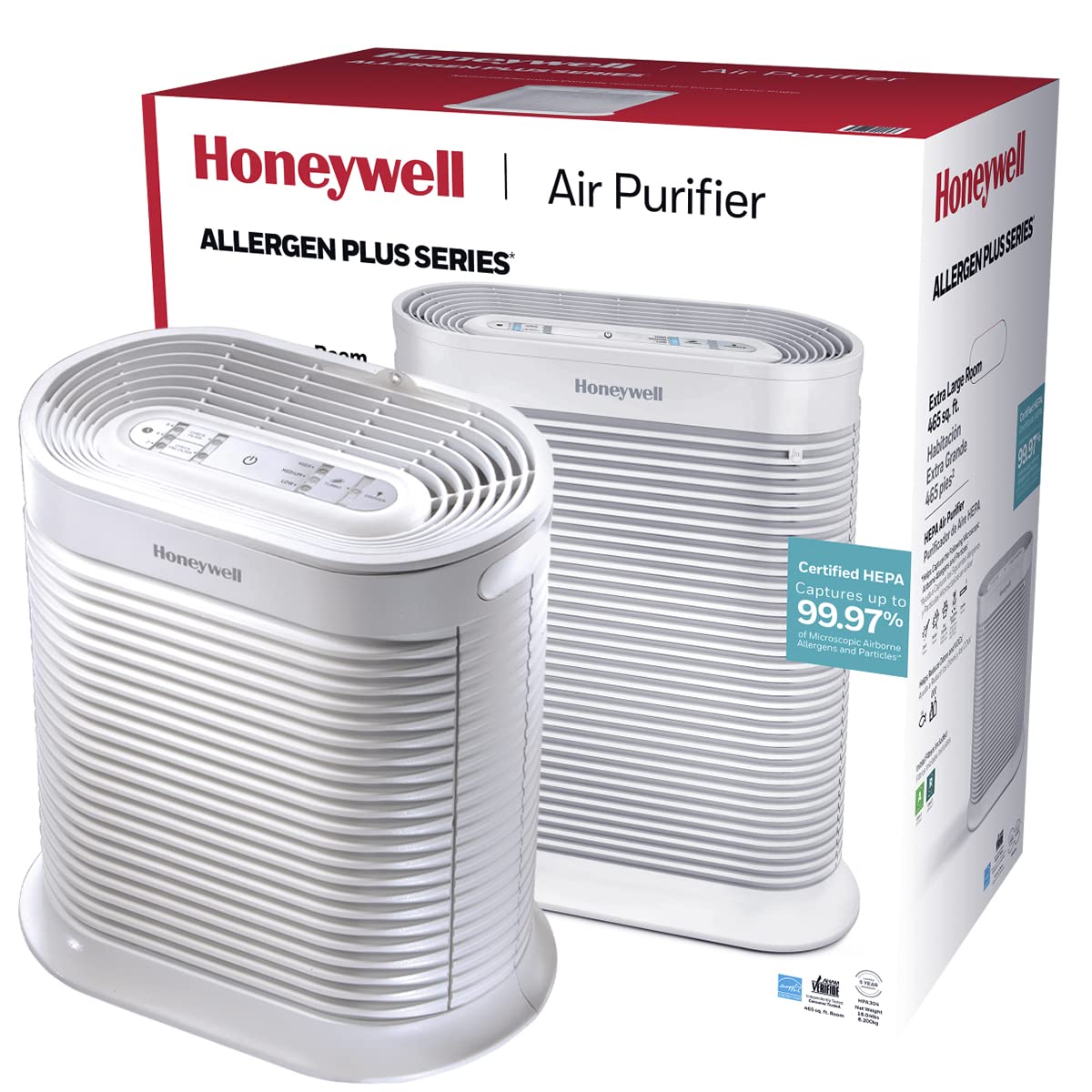 Honeywell HPA304 HEPA Air Purifier for Extra Large Rooms - Microscopic Airborne Allergen+ Dust Reducer, Cleans Up To 2250 Sq Ft 