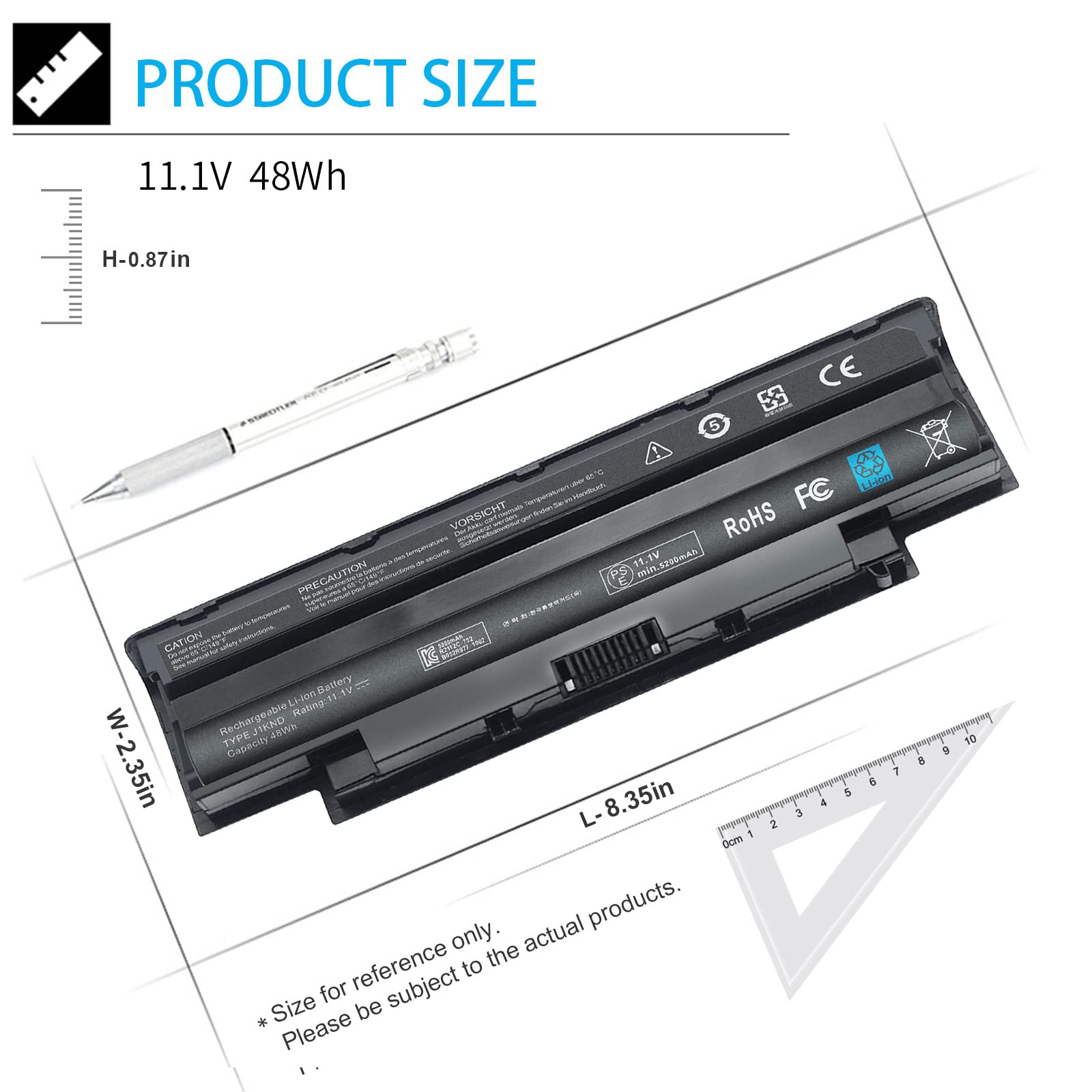 Boyuteceer J1Knd Battery Replacement, J1Knd Dell Laptop Battery 11.1V 48Wh For Inspiron N7010 N5110 N5050 N5010 N7110 N4050 N401