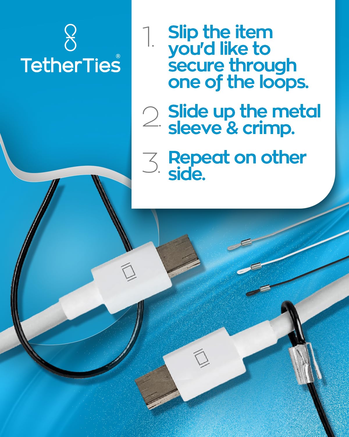 Tetherties Coils 5 Pack   Extendable, Expandable, Retractable Cable Tethers, Anti Theft Cable Locks, Security Cable With Nylon C
