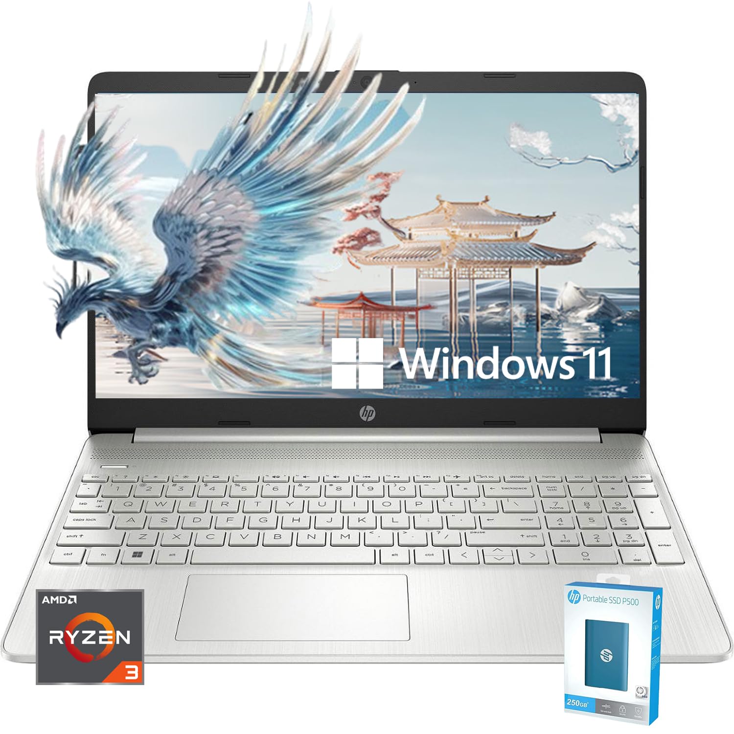Hp Essential 15.6'' Laptop, Amd Ryzen 3 3250U Processor, 16Gb Ram, 512Gb Ssd, Brightview Micro-Edge Hd Display, Windows 11 Home,