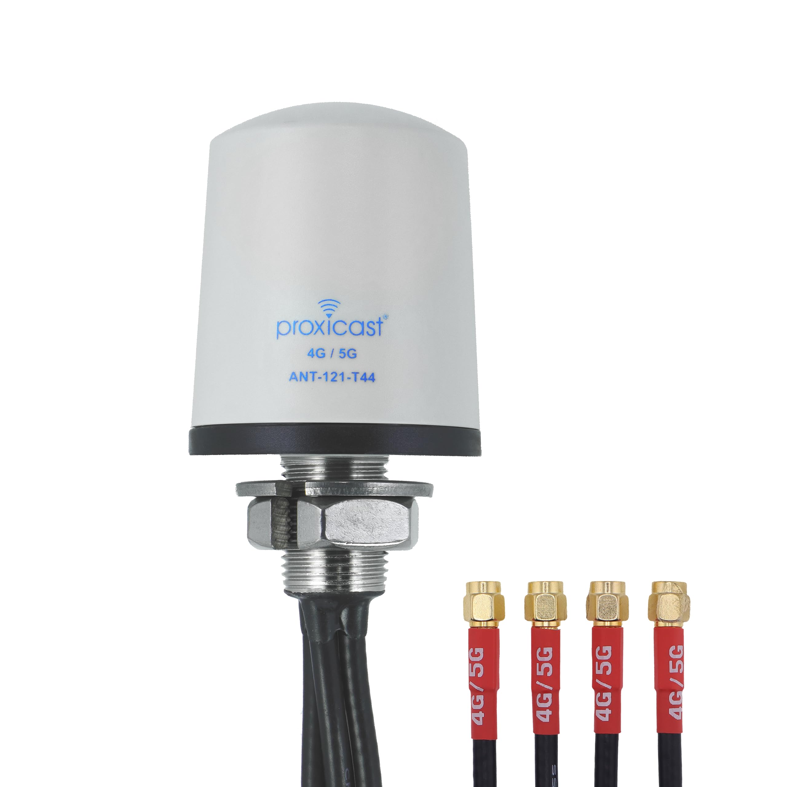 Proxicast 4x4 MIMO 5G Antenna - Vandal Resistant Low Profile Omnidirectional Through-Hole Mount - 2 ft Coax - White - Compatible