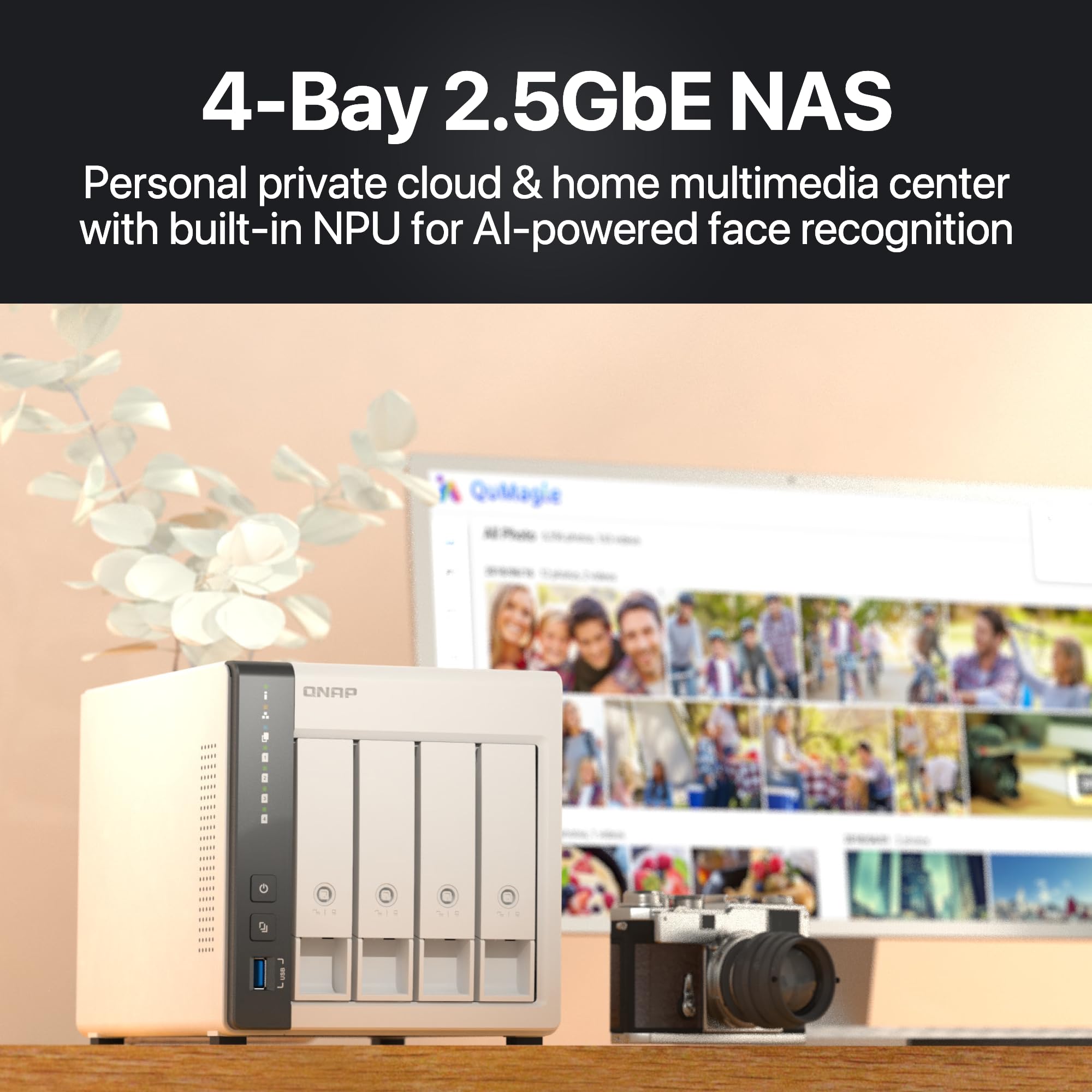 Qnap 4 Bay Nas With 12Tb Storage Capacity, Preconfigured Raid 5 Seagate Ironwolf Drives Bundle, 2.5Gbe Ports (Ts 433 4G 44St Us)
