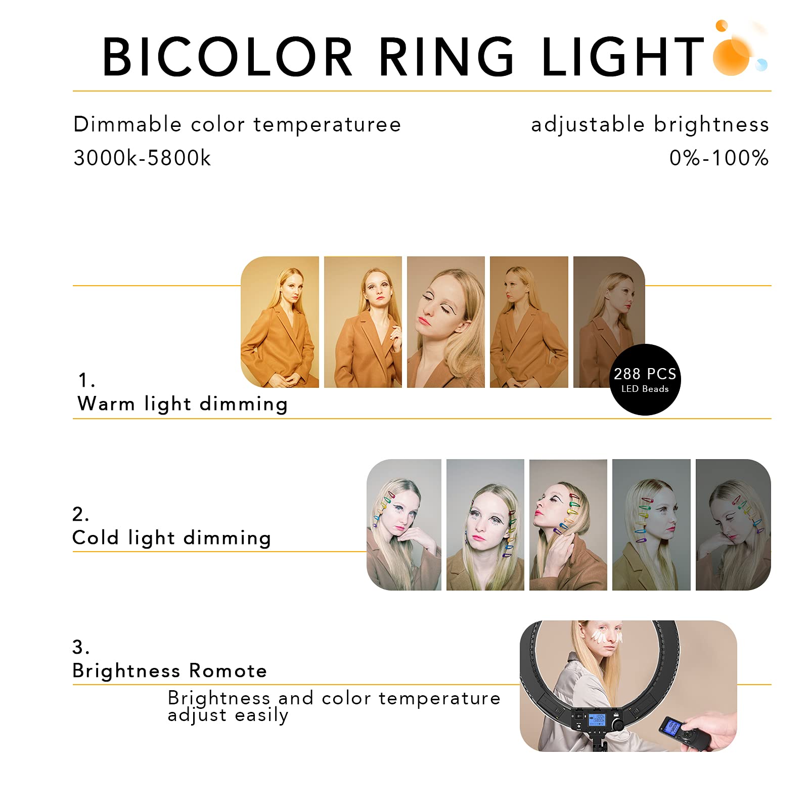 Led Ring Light With Stand And Phone/Ipad Holder, 19 Inch 60W Bicolor 3000K 5800K Large Circle Light With Remote Controller For P