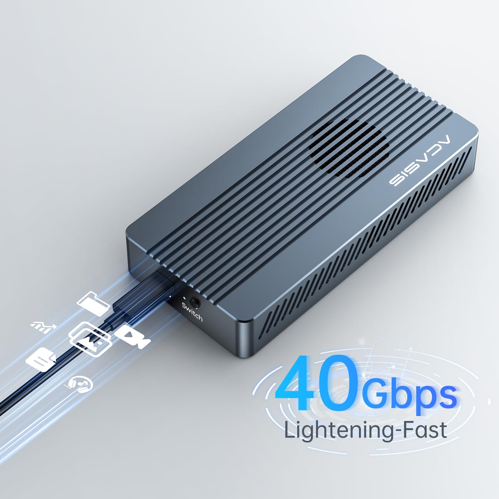 Acasis 40Gbps M.2 Nvme Ssd Enclosure With Cooling Fan, Tbu 405 Pro For M1 M2 Pro/Max, Compatible With Usb4/3.2/3.1/3.0/2.0, Supp