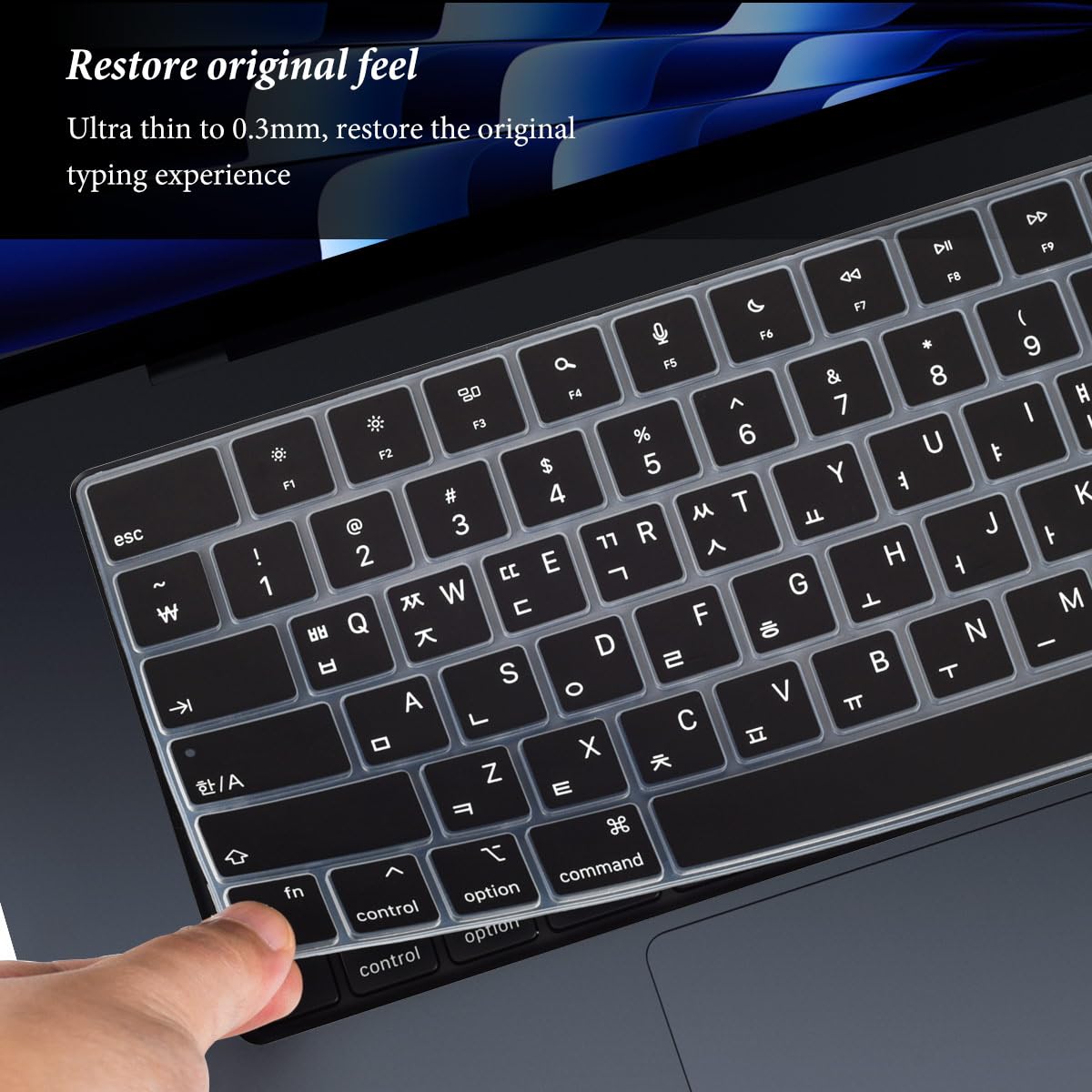Korean Keyboard Cover For Apple 2024 2023 Macbook Air Laptop With M3 M2 Chip 15.3 Inch A3114 A2941,Macbook Air 13.6 Inch A3113 A