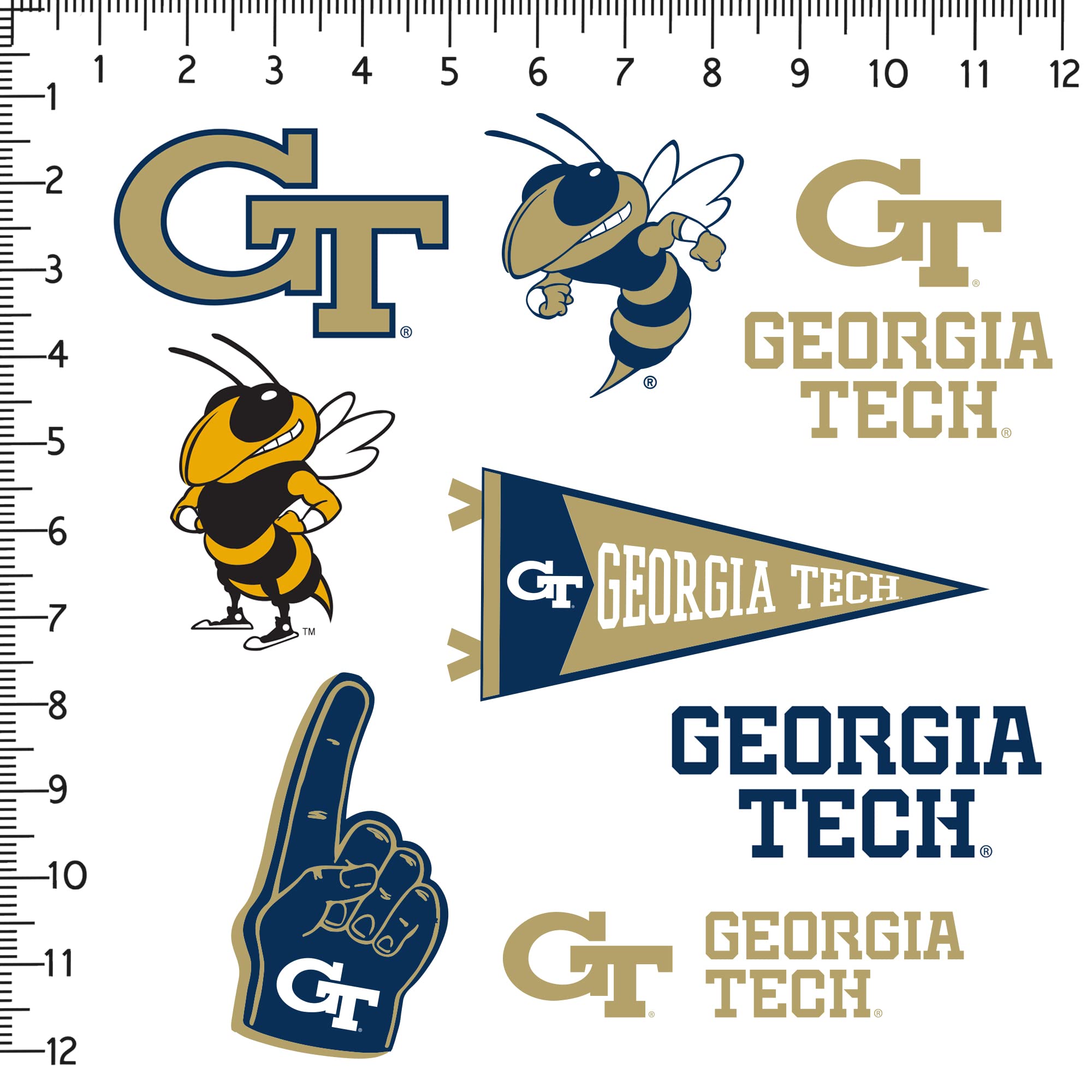 Georgia Tech 8Ct Vinyl Large Deluxe Stickers Variety Pack   Laptop, Water Bottle, Scrapbooking, Tablet, Skateboard, Indoor/Outdo