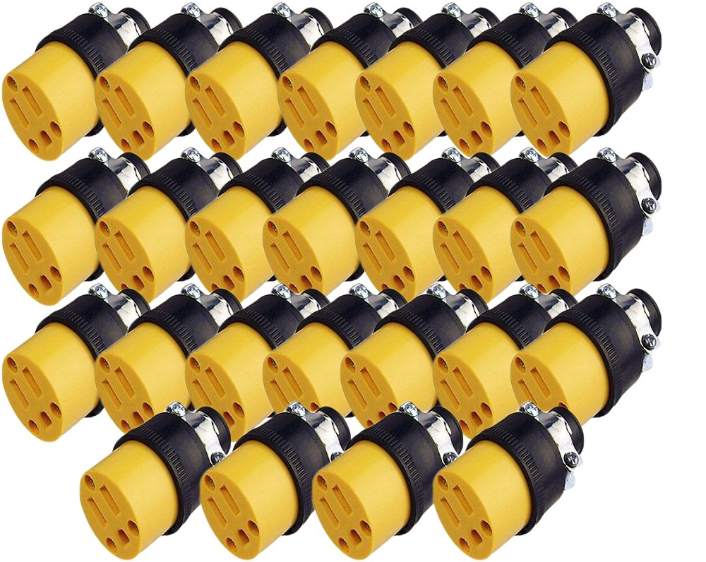 Black Duck Deals Male & Female Extension Cord Replacement Electrical Plugs End (25 Female)