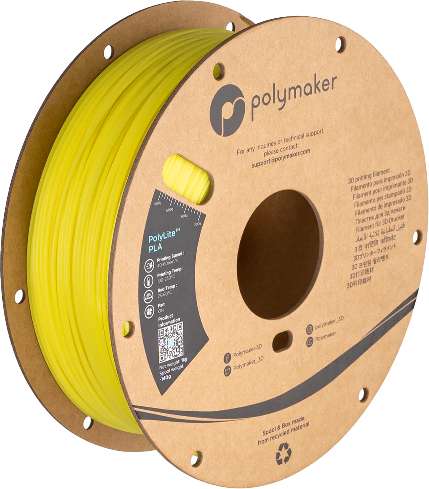 Polymaker Luminous Pla Filament 1.75Mm, Luminous Yellow Pla 3D Printer Filament 1.75 1Kg   Polylite 1.75 Pla 3D Printing Filamen