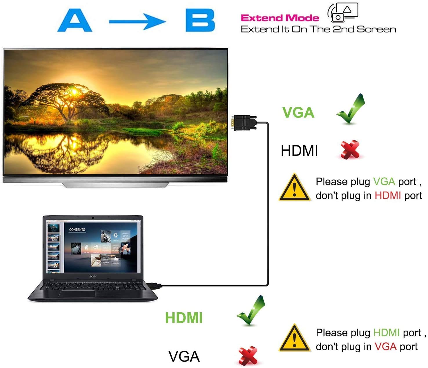 Newbep Hdmi To Vga Adapter Cable, 6Ft/1.8M Gold Plated 1080P Male Active Video Converter Cord Support Notebook Pc Dvd Player Lap