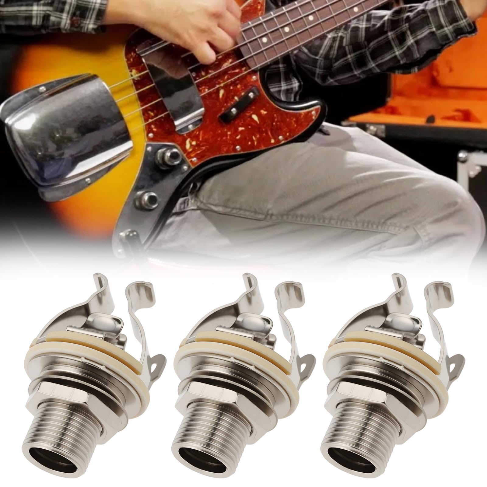 Briny River 3Pcs 1/4 Inch Multi-Contact Mono Output Jack Full-Contact Jack Suitable For Guitar Bass
