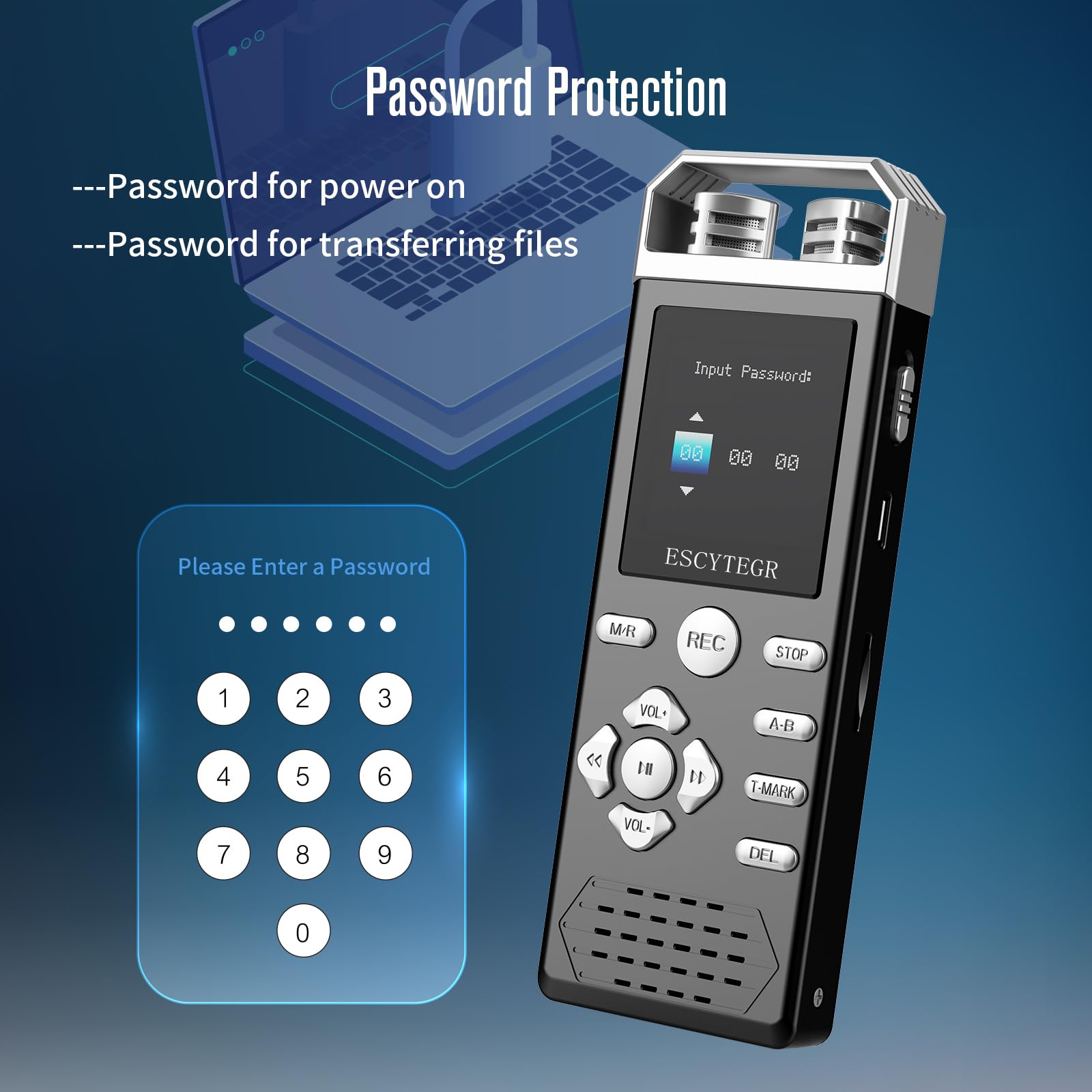 Escytegr 144Gb Digital Voice Activated Recorder 1536Kbps Audio Voice Recorder With Playback Recording Device Dictaphone Sound Ta