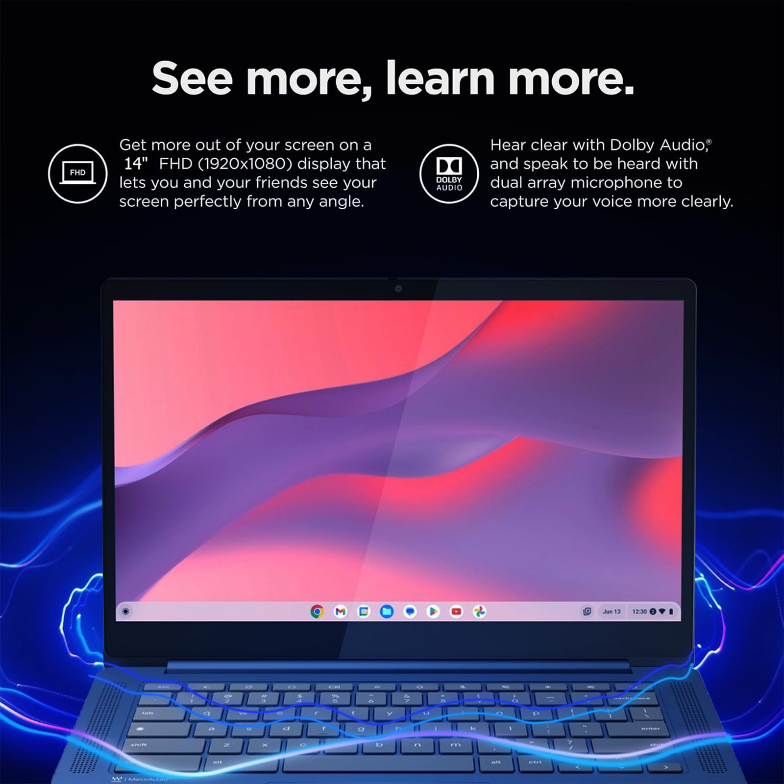 Lenovo Ideapad Slim 3 Chromebook Laptop, 14 Fhd Touchscreen Laptop, Mediatek Kompanio 520, 4Gb Ram, 64Gb Emmc, Wi-Fi 6, Chrome O