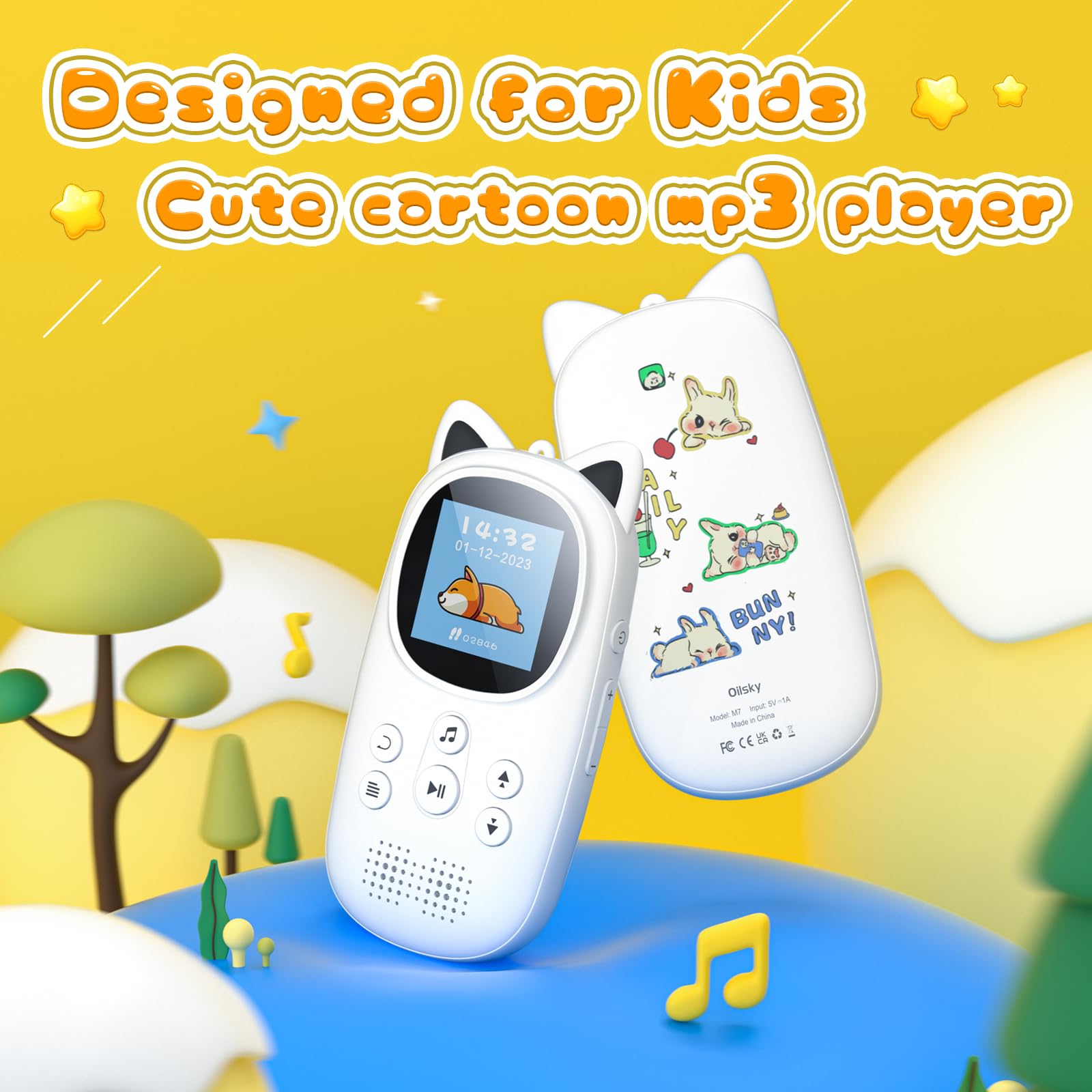 Mp3 Player For Kids, 32Gb Bluetooth 5.0 Kids Mp3 Player, Child Music Player With Fm Radio, Speaker, Voice Recorder, Expandable U