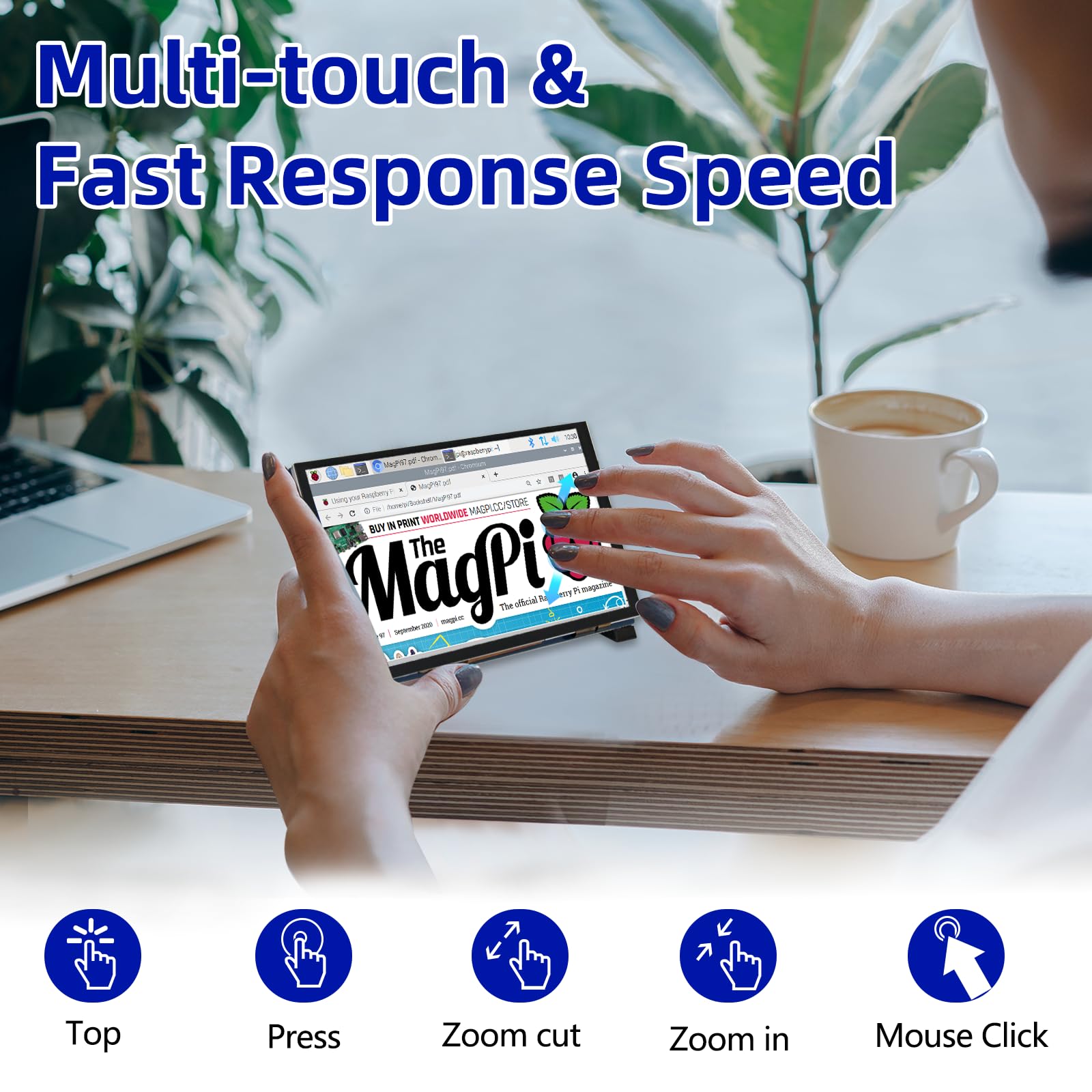 Ipistbit 5 Inch Raspberry Pi Touchscreen, 800X480 Dsi Ips Lcd Display, 5 Point Touch Capacitive Screen, Monitor For Raspberry Pi