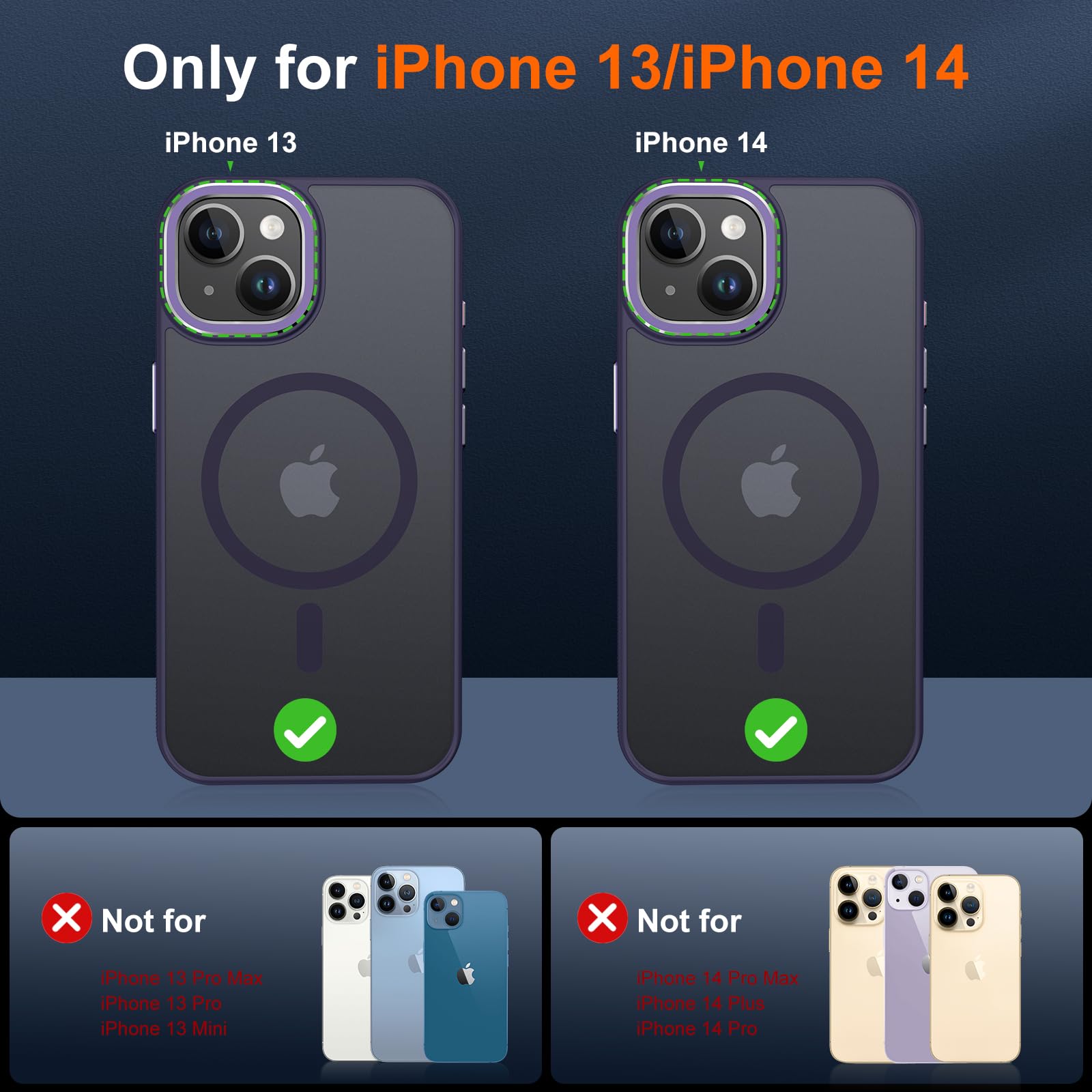 Jame Magnetic For Iphone 13 Case & Iphone 14 Case, [Compatible With Magnetic] [Shockproof Military Grade Protection] Slim Non Sl