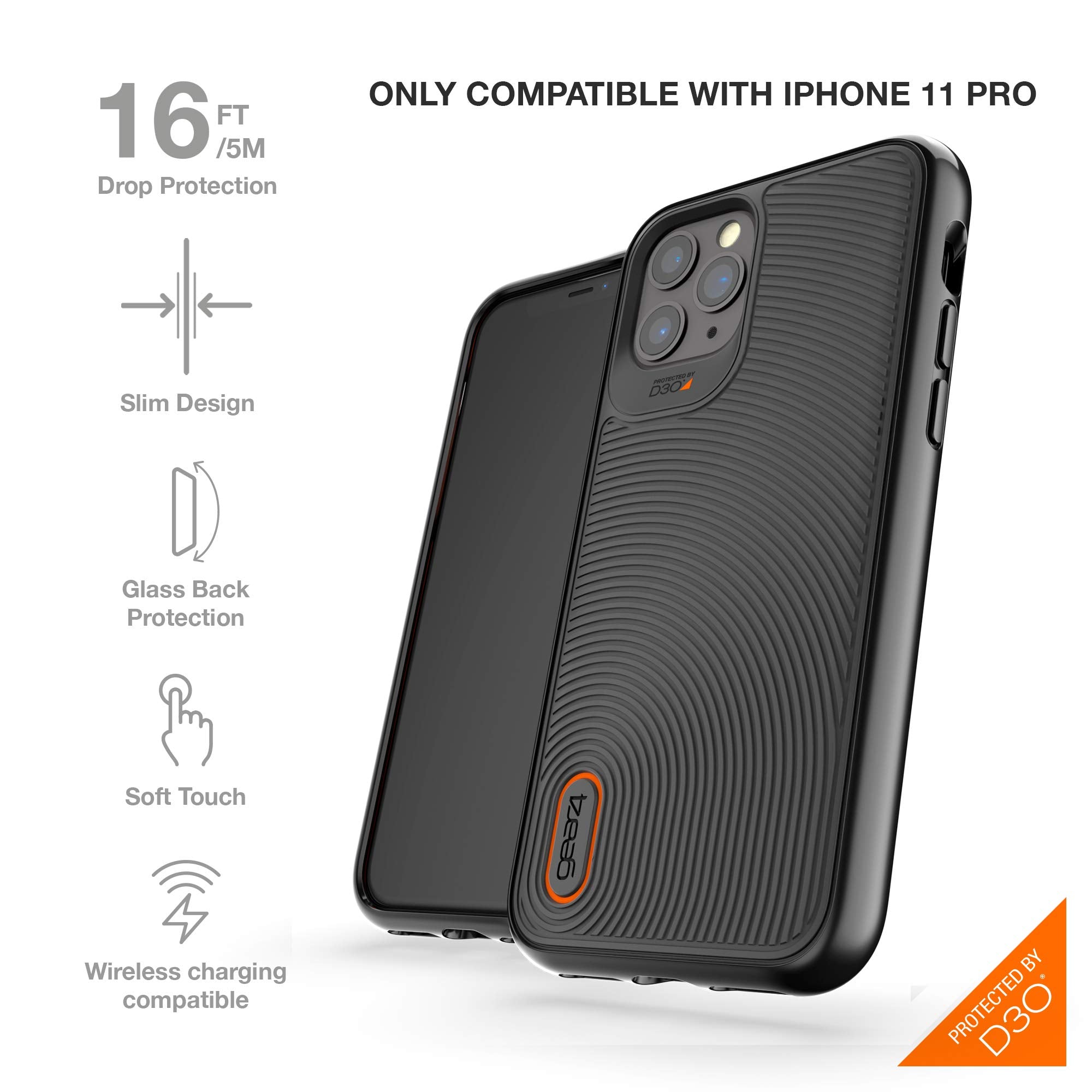 Zagg Gear4 Battersea Compatible With Iphone 11 Pro Case, Advanced Impact Protection With Integrated D3O Technology Phone Cover -
