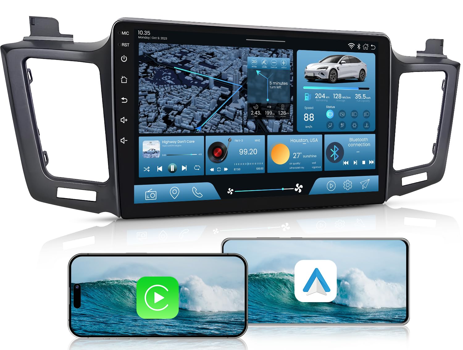 Car Stereo Radio For Toyota Rav4 2013 2018   Wireless Carplay And Android Auto Gps Navigation   (4Gb+32Gb) Head Unit 10.1 Inch T