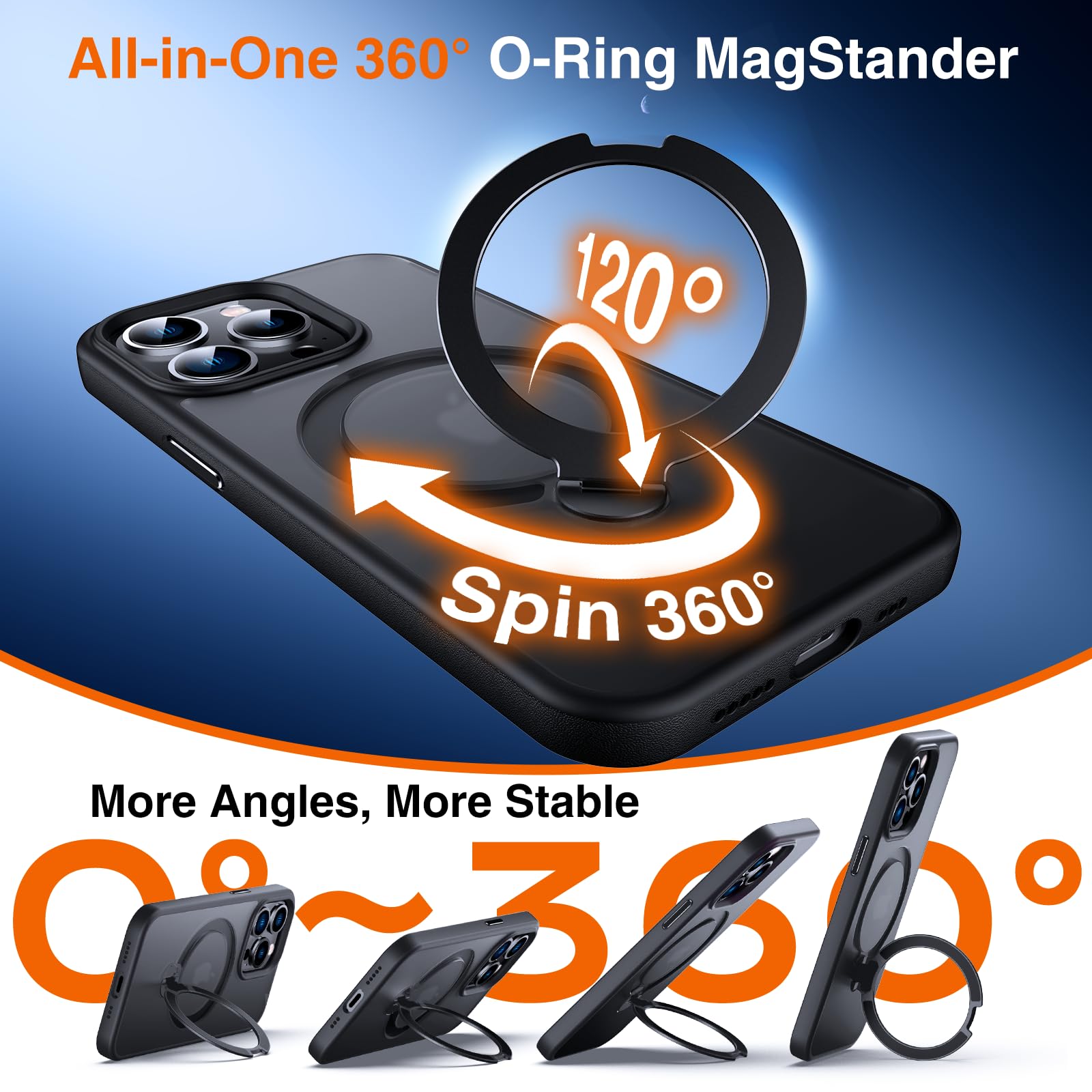 Chicfun 360 O-Ring Magstander For Iphone 13 Pro Case With Magnetic Kickstand Ring Holder [Compatible With Magsafe][360Rotate Sta
