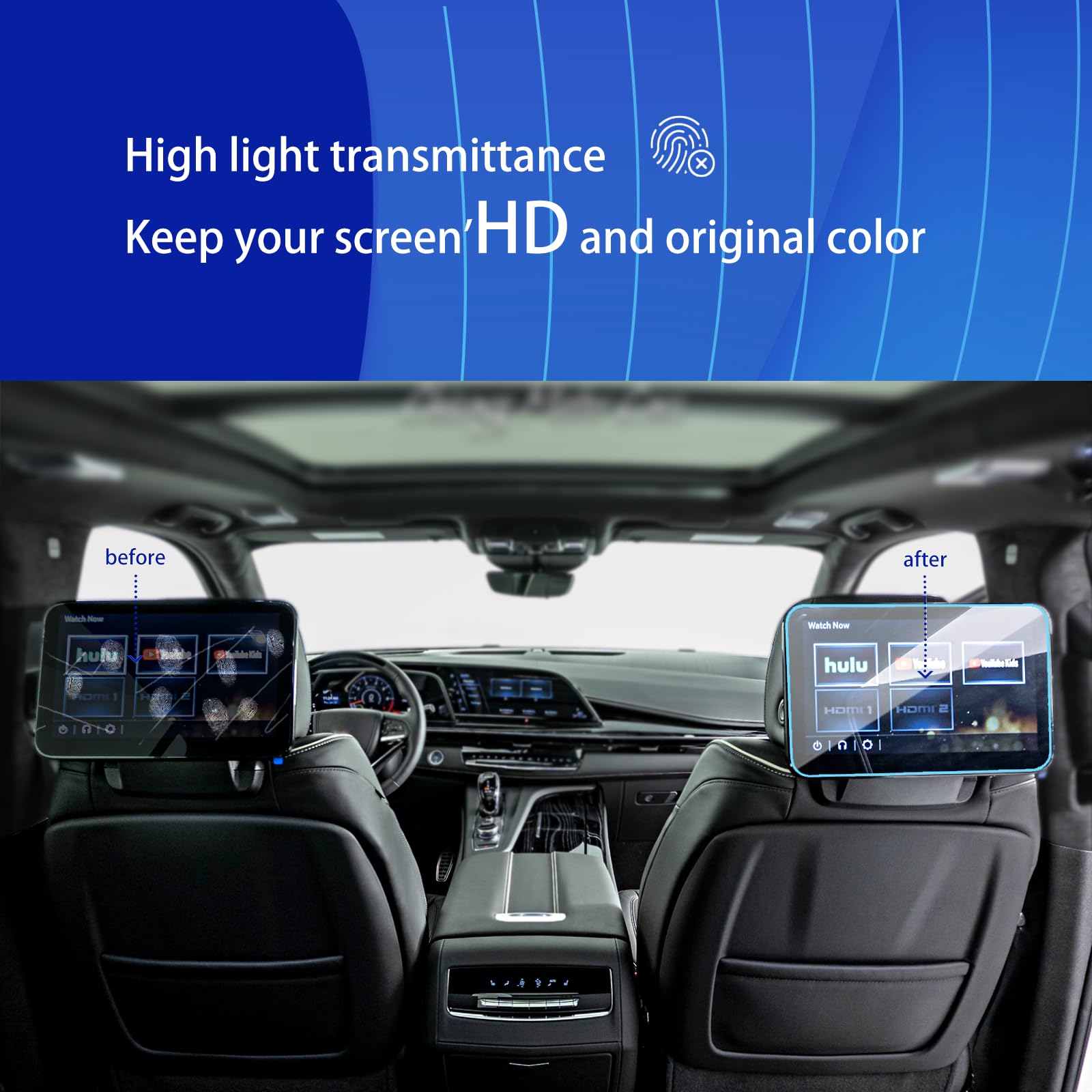 Xxciwp 2Pack For 2024 Escalade Screen Protector 2021 2022 2023 2024 Cadillac Escalade/Escalade V Accessories Rear Seat Tv Dual 1