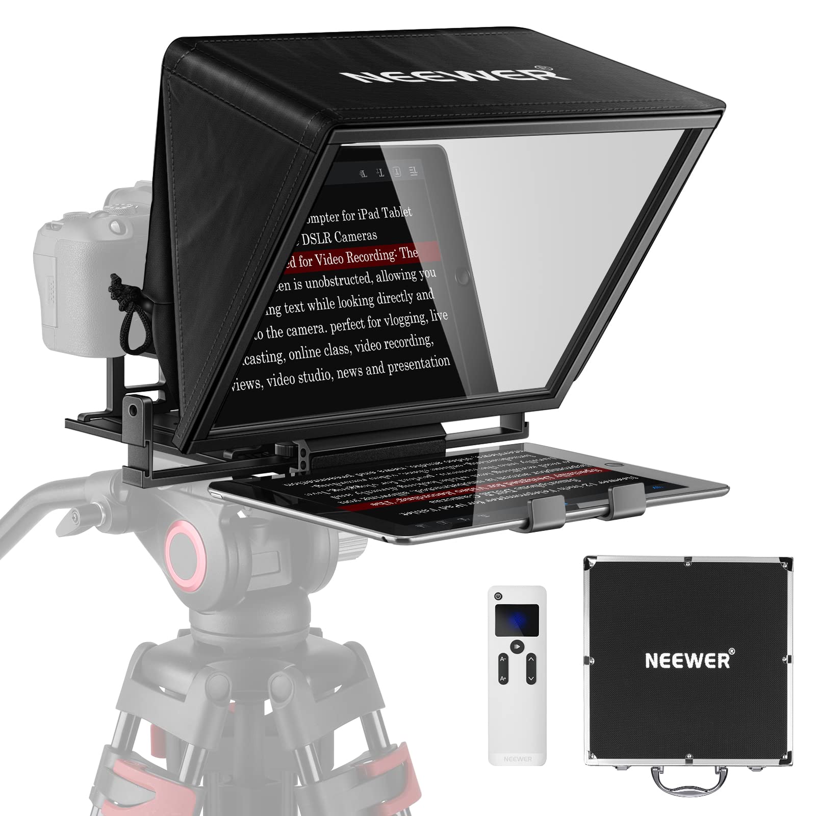 Neewer Teleprompter X14 With Rt 110 Remote & App Control (Bluetooth Connection Via Neewer Teleprompter App), Portable No Assembl