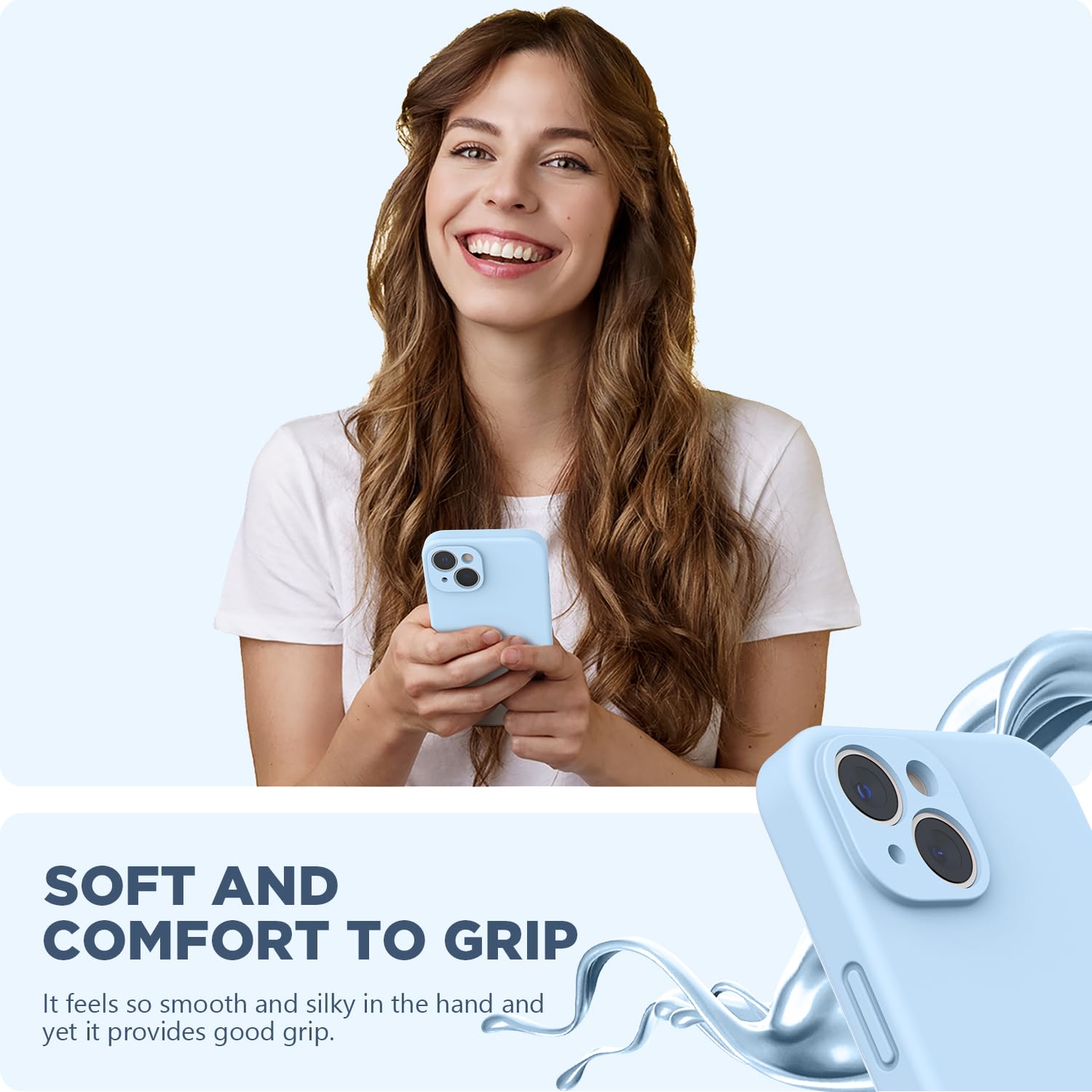 Surphy Compatible With Iphone 14 Case With Screen Protector (Camera Protection + Soft Microfiber Lining) Liquid Silicone Phone C