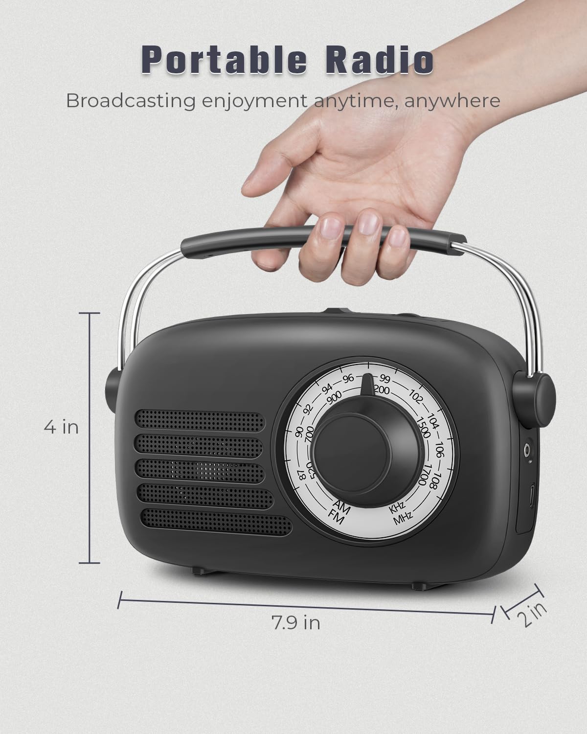 Prunus Am Fm Radio Portable � Aa Battery Operated Radio Or Plug In Wall � Loud Speaker � Earphone Jack � Transistor Radio With Best Reception � Big Knob Easy To Use � Luminous Dial � Small Radio J 112