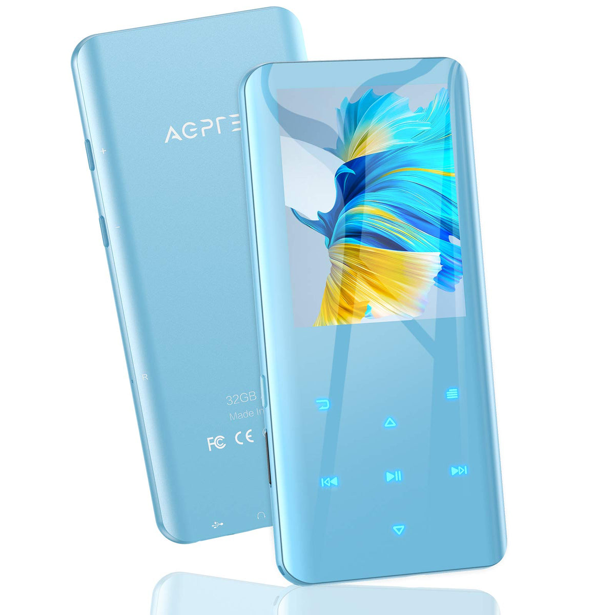 32Gb Mp3 Player With Bluetooth 5.0, Agptek A19X 2.4'' Curved Screen Portable Music Player With Speaker Lossless Sound With Fm Ra