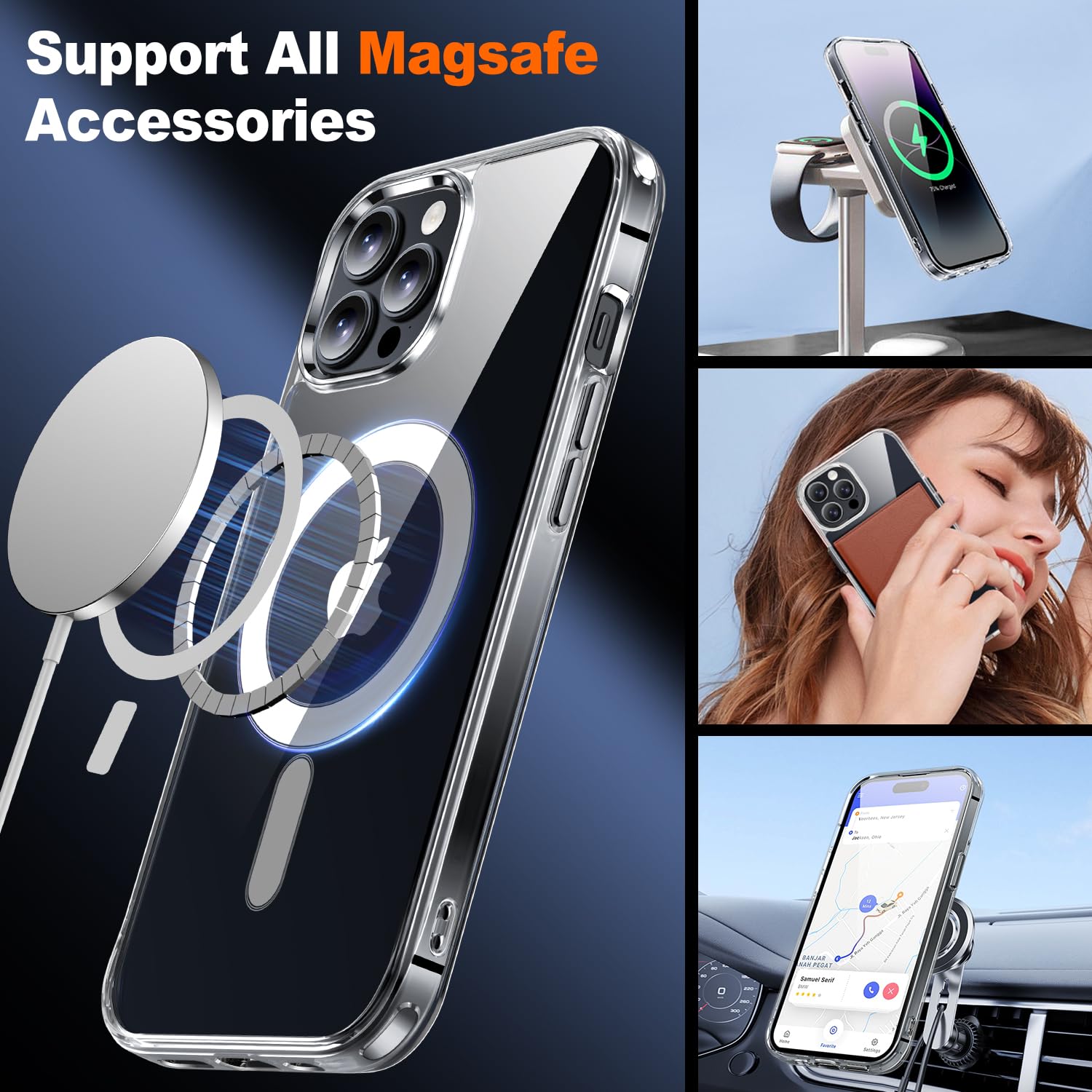 Jame For Iphone 14 Pro Max Case Clear, Iphone 14 Pro Max Case With 2*Screen Protectors, Compatible With Magsafe, Not Yellowing,