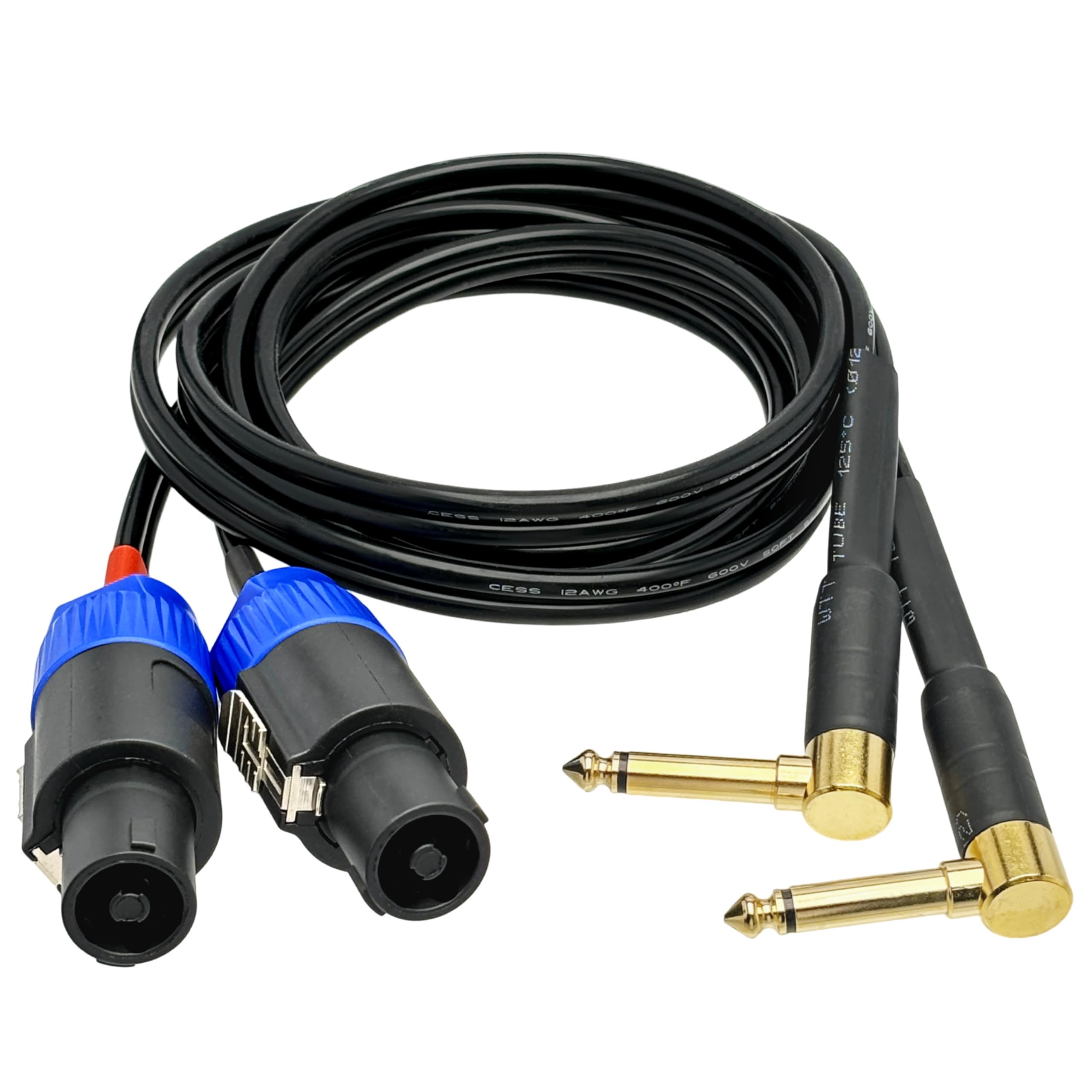 Cess 133 3F Right Angle 1/4 Inch Ts Plug To Speakon Speaker/Amplifier Cable, 2 Pack (3 Feet)