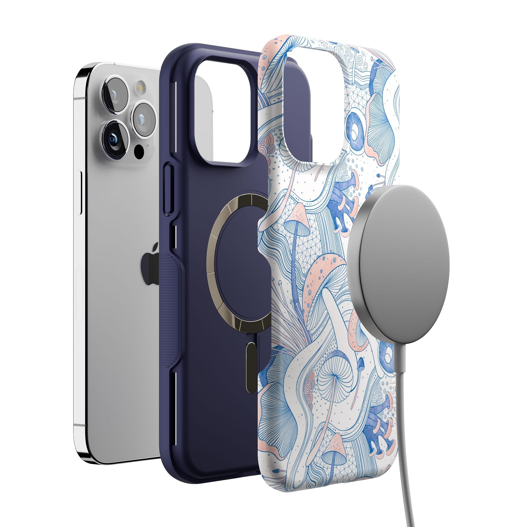 Casely iPhone 13 Pro Max MagSafe Case Thermoplastic Polyurethane Enchanted Forest Mushroom Floral B-195T-MS