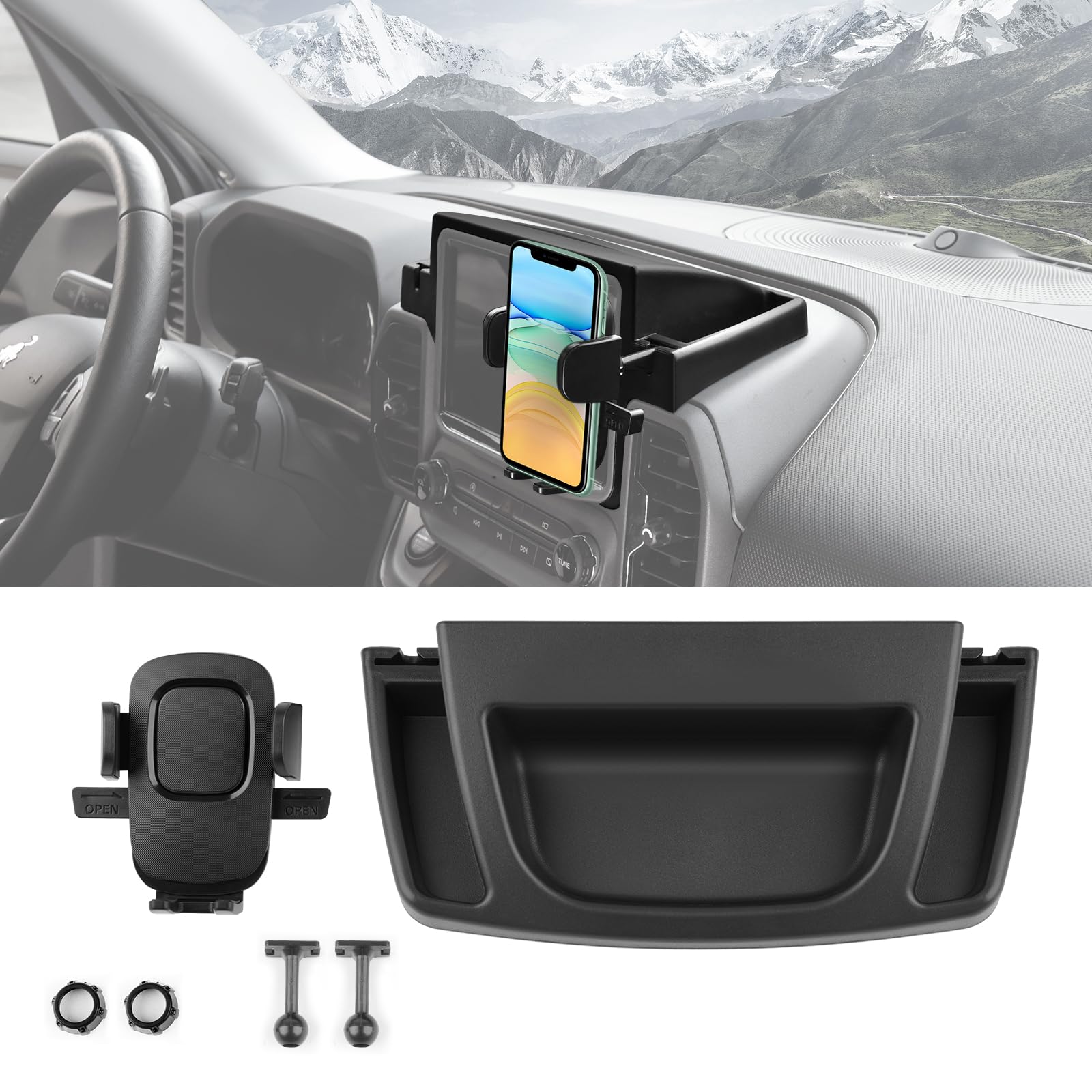 Litmiracle Upgrade Dashboard Mobile Phone Holder For Ford Bronco Sport, Dual-Holes Phone Mount With Tray Internal Accessories Au
