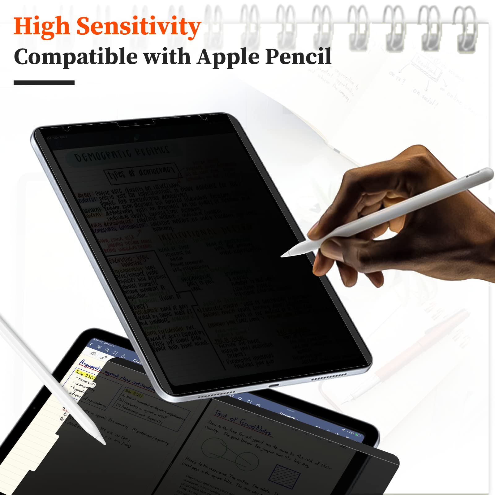 360 Magnetic Privacy Screen Protector For Ipad 10.2'' 9Th/8Th/7Th Gen (2021 2020 2019), Anti Glare Ipad 10.2 Inch Privacy Filter