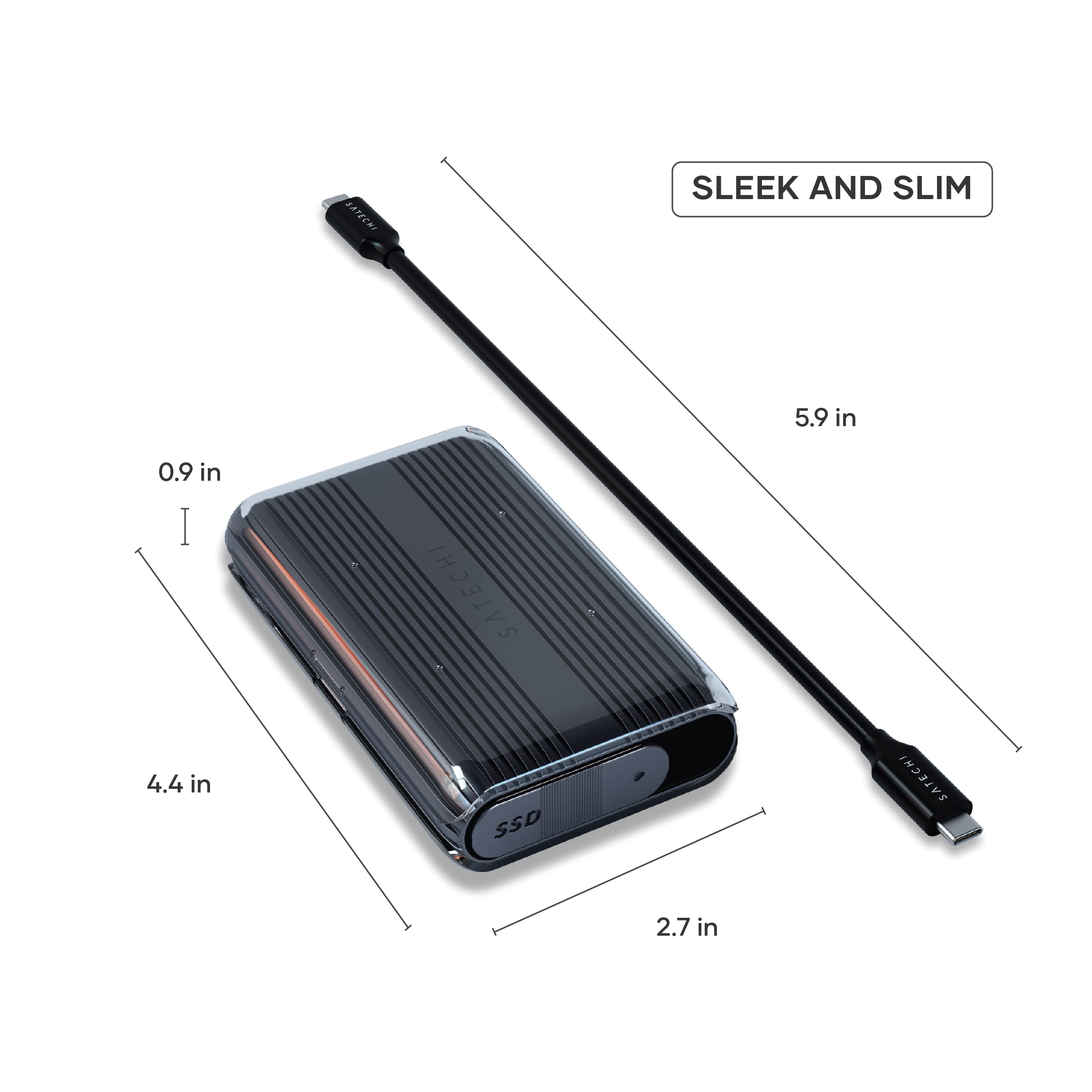 Satechi M.2 Enclosure   Nvme Ssd Enclosure   Supports Usb4, 40 Gbps, Up To 16Tb, Aluminum Enclosure With Silicone Pin, Polycarbo