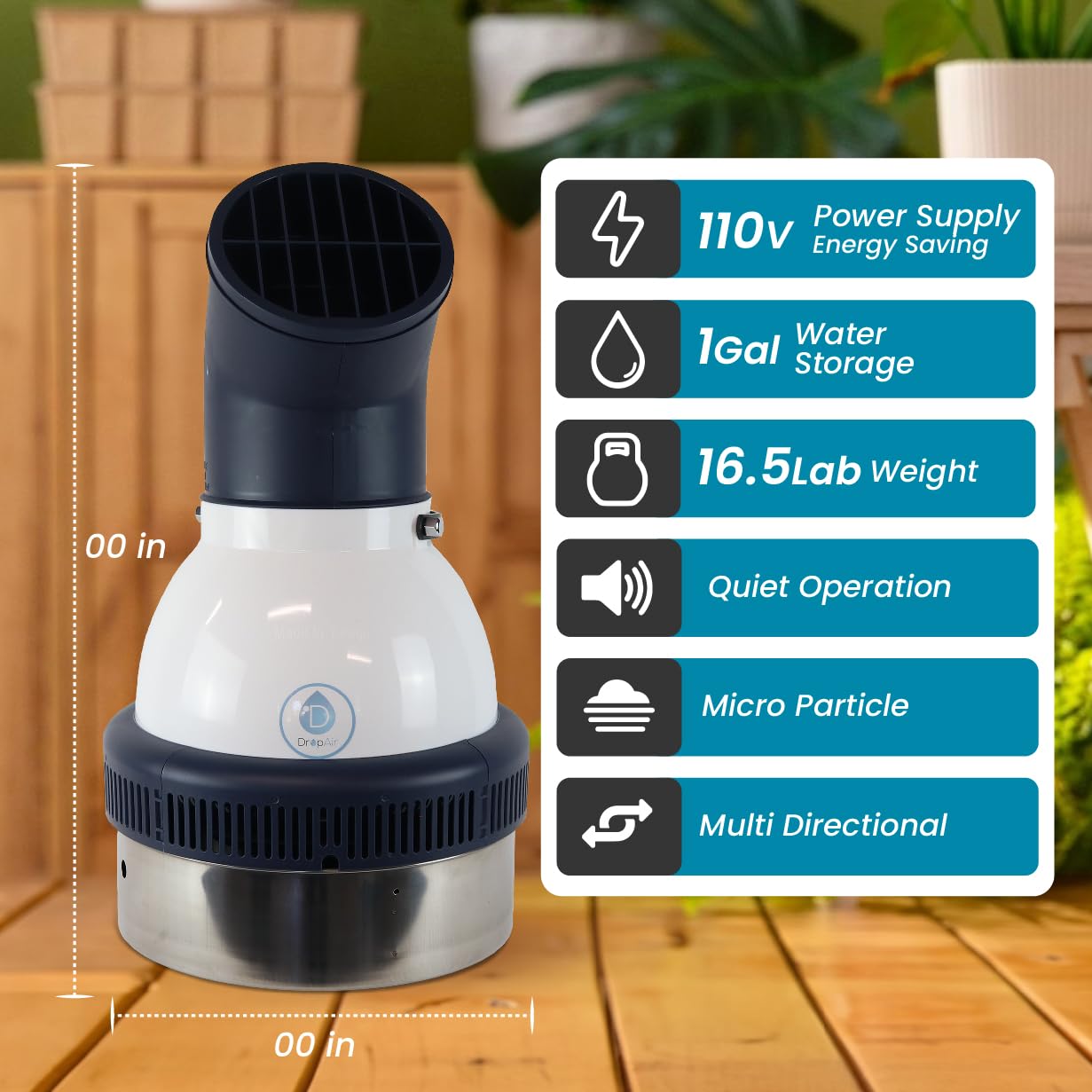 Dropair Humidifier Multdirectional Quiet Greenhouses Indoor Gardens