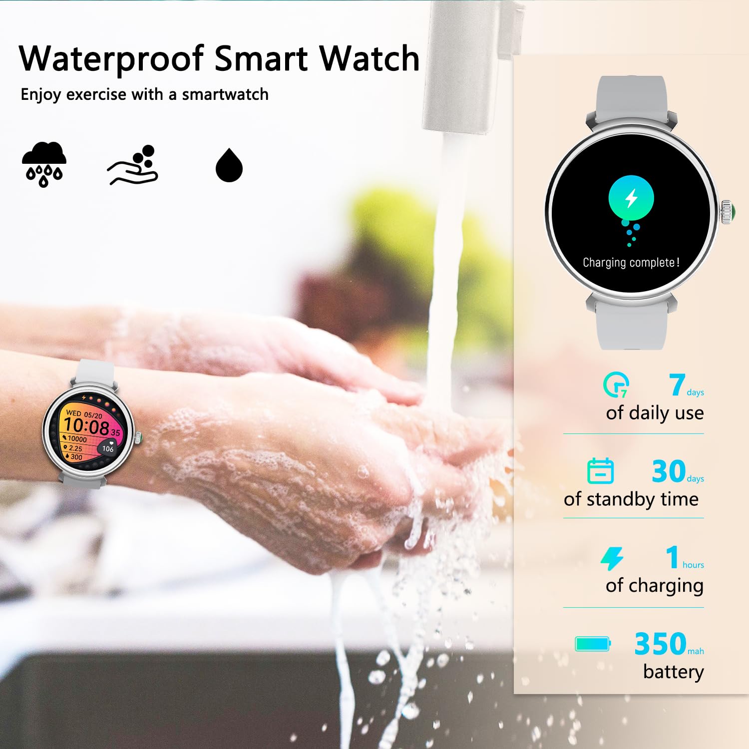 Azgqswr Smart Watch For Women With Answer/Make Call,1.27'' Hd Waterproof With Diy Faces,Fitness Tracker Smart Watch With Heart R