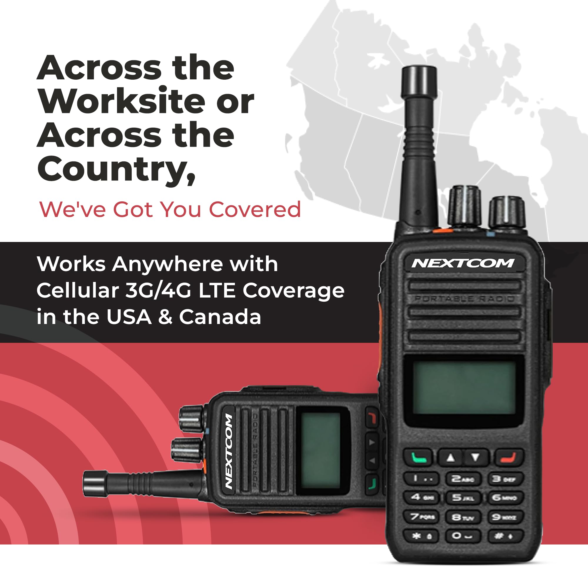 Nextcom Nx Series Tx60 4G Lte Walkie Talkie Radios | Usa & Canada Coverage, Wi Fi & Gps Enabled | Portable Two Way Radios With V