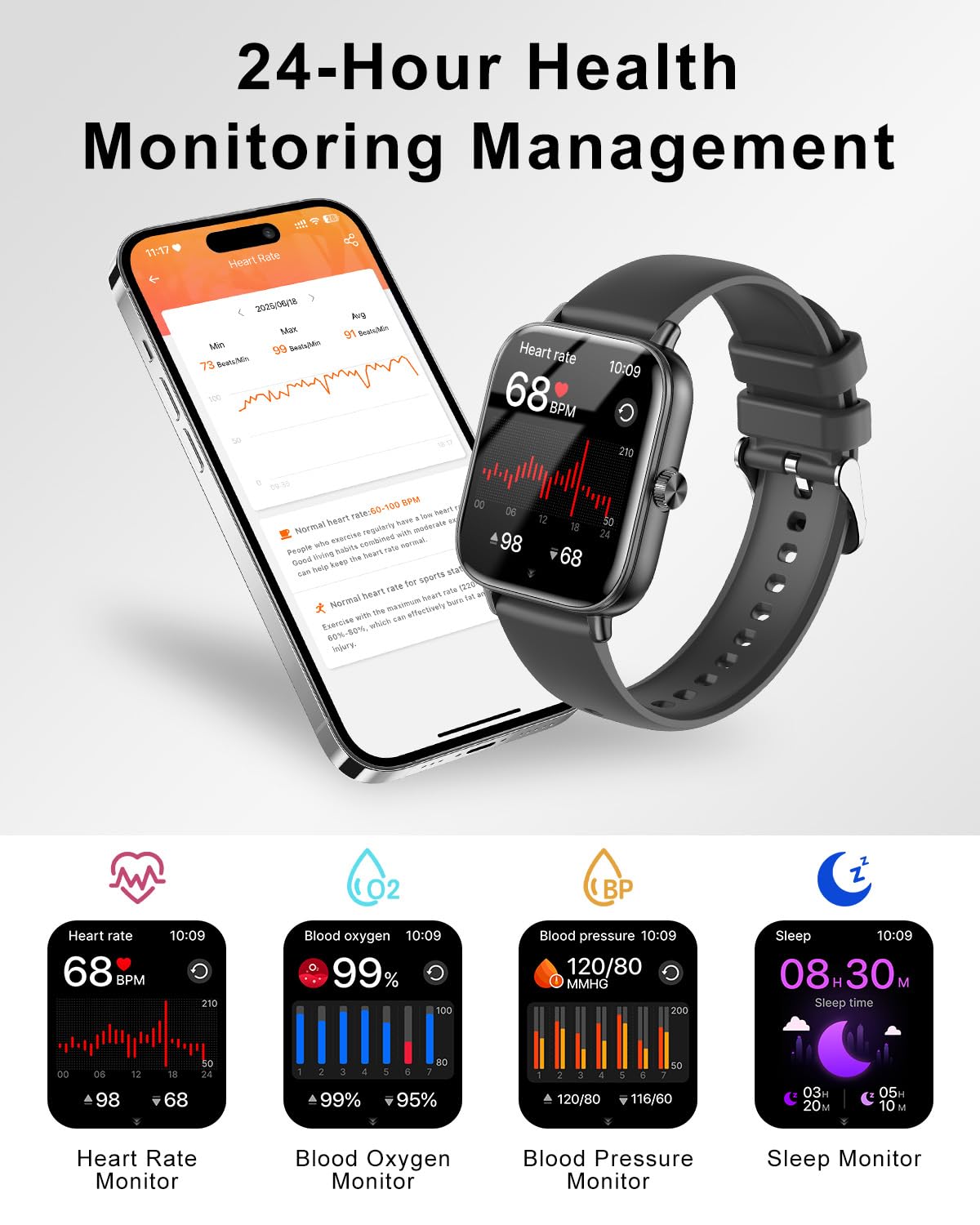 Smart Watch For Women With Bluetooth Call Answer/Dail,1.85 Diy Dial Fitness Watch With Heart Rate Sleep Monitor Step Counter 120