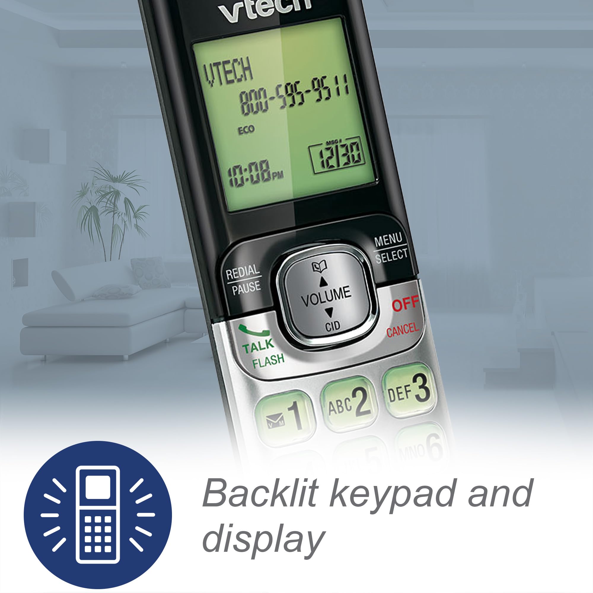 Vtech Cs6529 5 5 Handset Dect 6.0 Cordless Phone With Answering System, Caller Id/Call Waiting, Wall Mountable, Lcd Screen, Hand