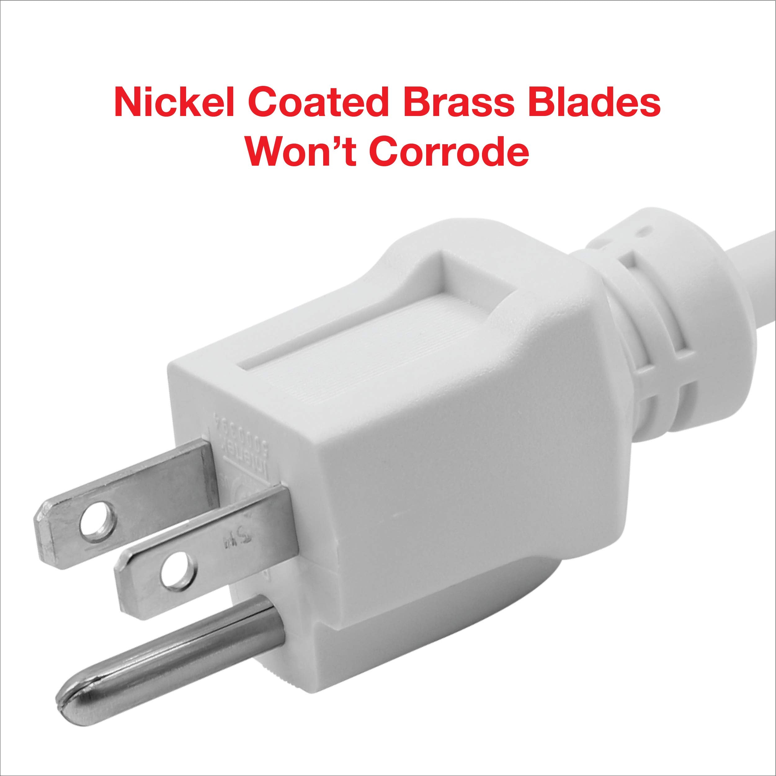 Clear Power 35 Ft Indoor/Outdoor Extension Cord 16/3 Sjtw, White, Water & Weather Resistant, Flame Retardant, 3 Prong Grounded Plug, Cp10207