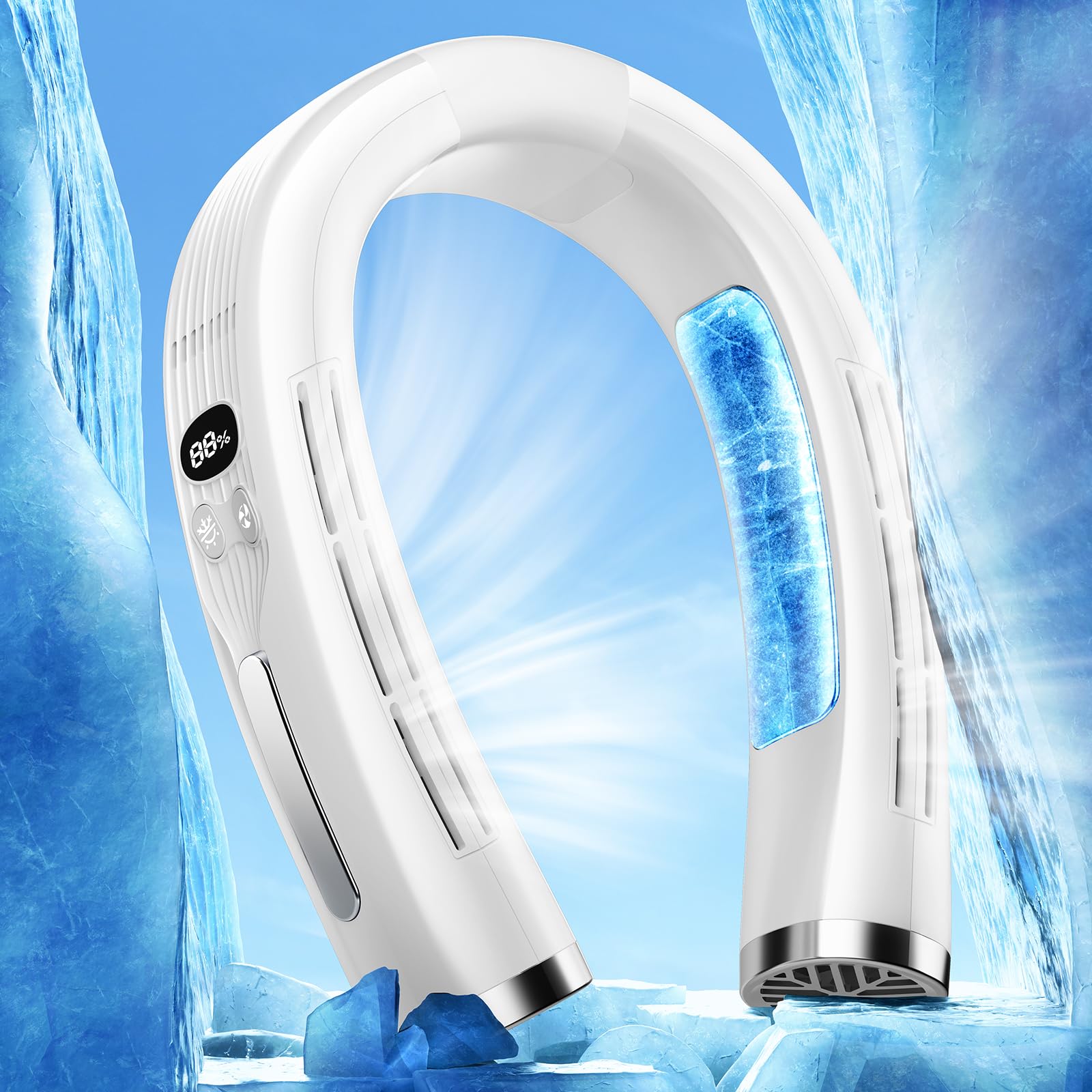 3 In 1 Neck Air Conditioner Portable, 6000Mah Neck Fan With 2 Metal Cooling Plates, Neck Fans That Blow Cold Air Rechargeable Wi