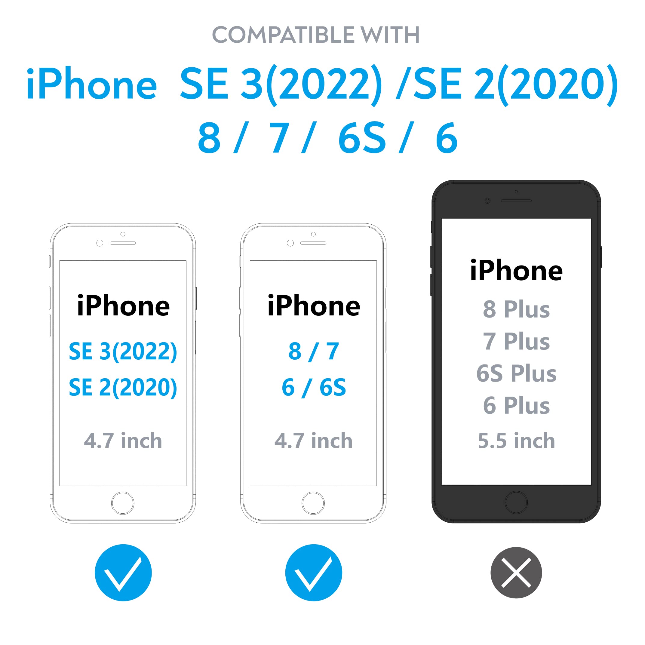 Manto 2 Pack Screen Protector For Iphone Se 3 (2022), Iphone Se 2020, Iphone 8, Iphone 7, Iphone 6S/6 Full Coverage Tempered Gla