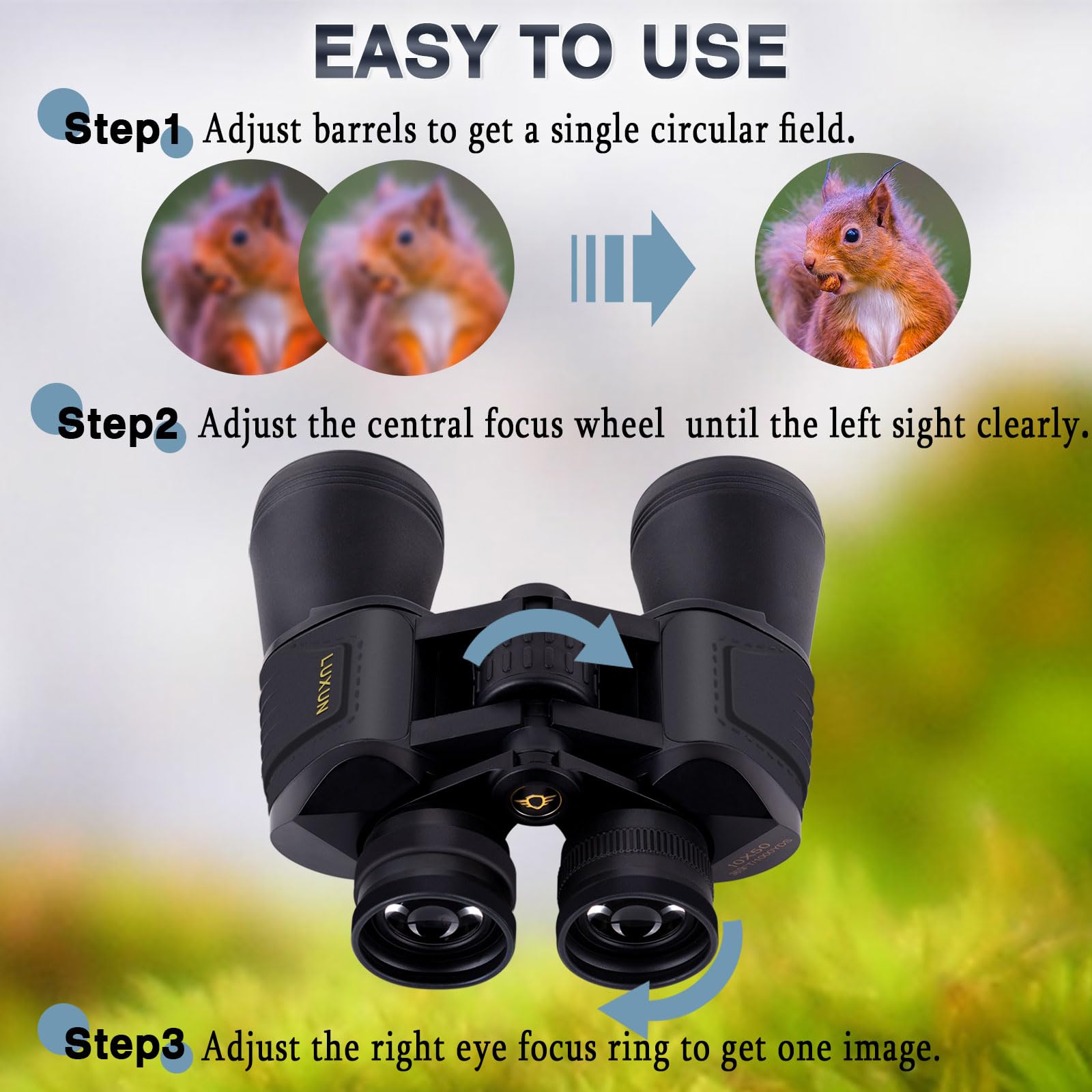 Luxun Binoculars For Adults High Powered,20X50 Binoculars With Bak4 Prism Fmc Lens, Waterproof Binoculars For Bird Watching, Hun