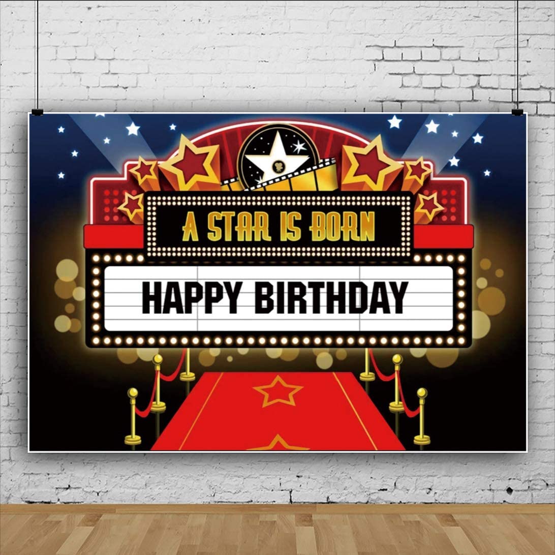 Oerju 8X6Ft Movie A Star Is Born Photography Backdrop Shinny Red Carpet Awards Night Ceremony Photo Booth Background Event Decor
