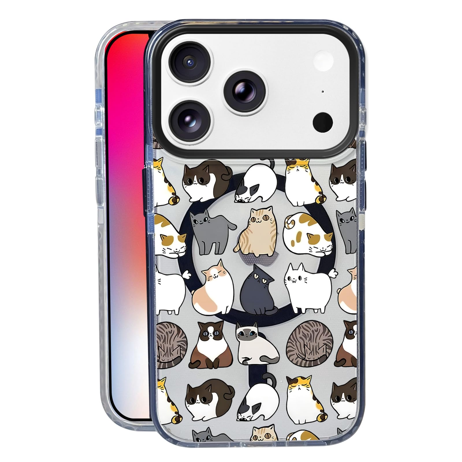 Nimeey Cat for iPhone 17 Pro Case,MagSafe Compatible,Matte Soft Slim Shockproof Cover,Anti-Fingerprint,Anti-Yellowing,Anti-Scrat