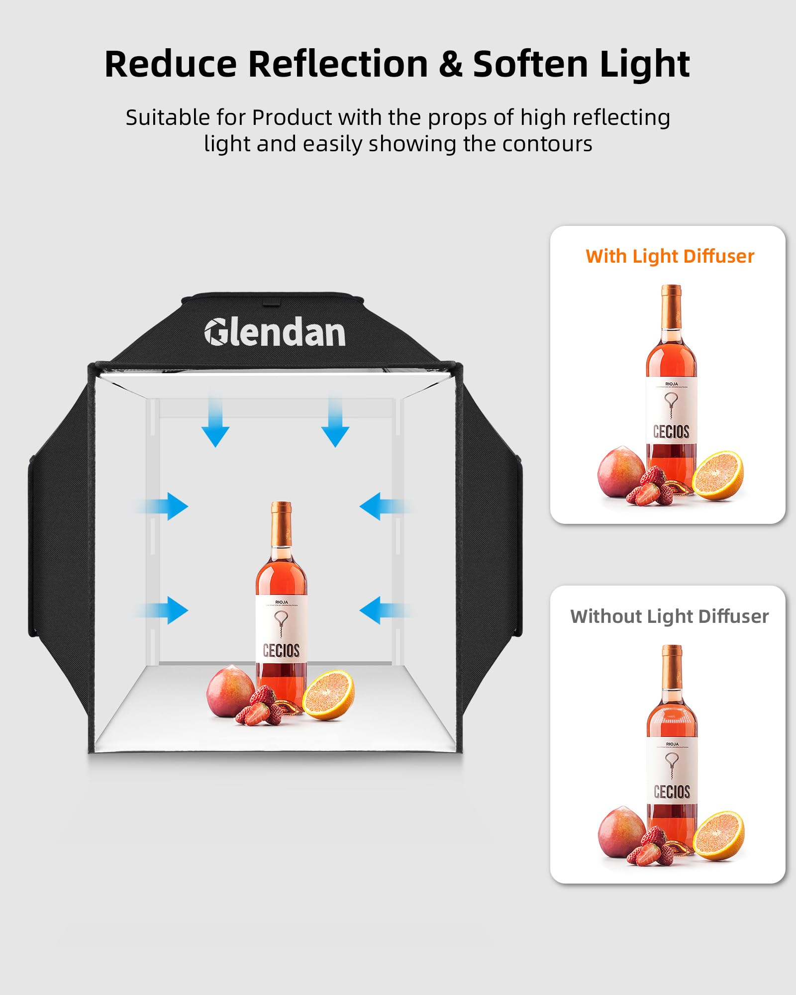 Glendan Upgrade Light Box & Soft Box, 20''X20'' Professional Portable Photo Box With 1222 Led Lights Photo Studio Light Box Phot