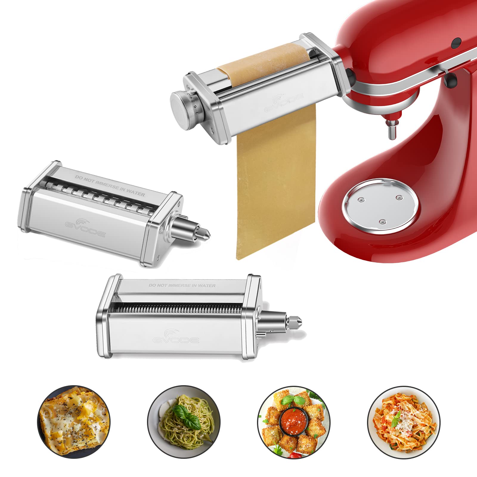 Pasta Attachment For Kitchenaid Stand Mixer Included Pasta Sheet Roller, Spaghetti Cutter And Fettuccine Cutter Pasta Maker Stai