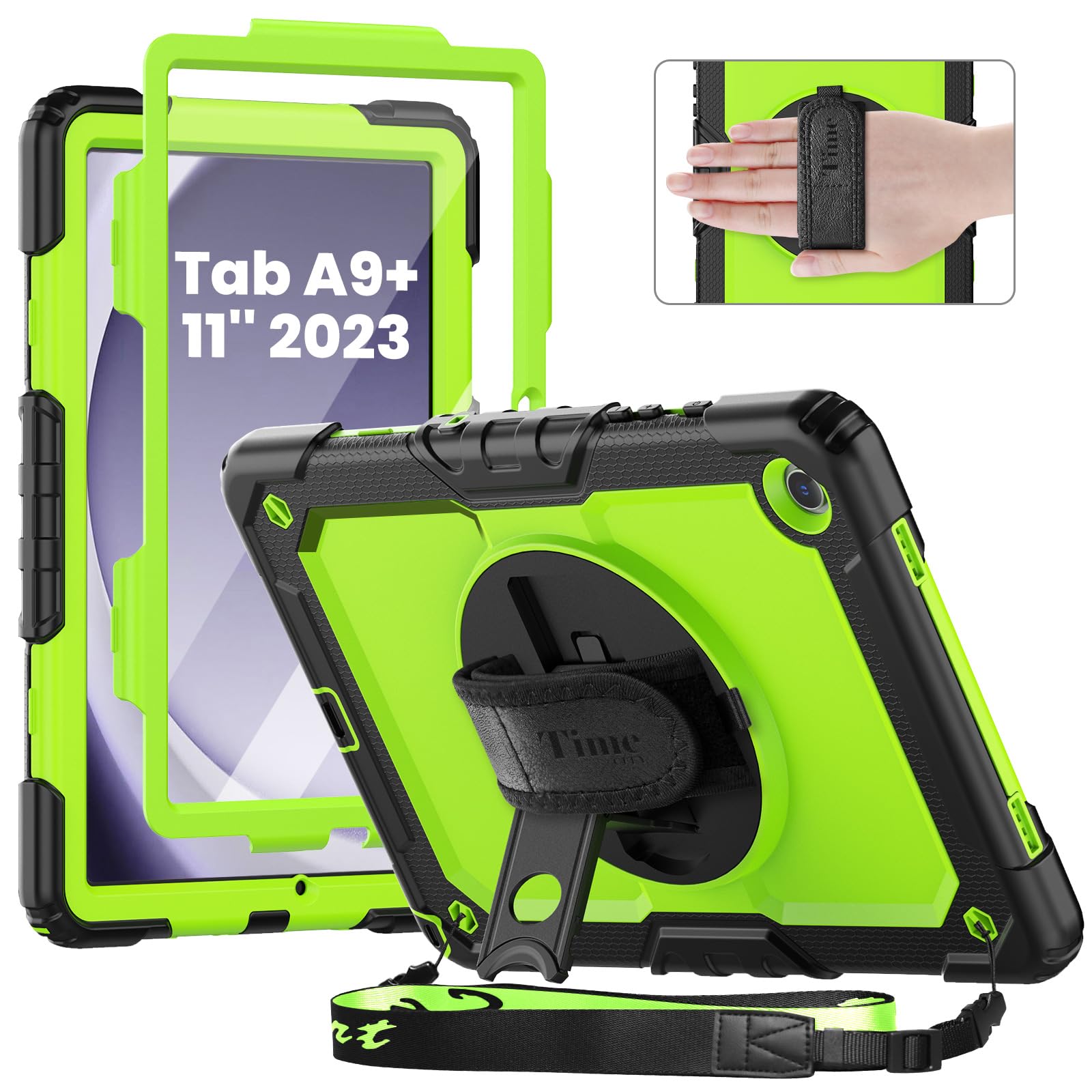 Timecity Case For Samsung Galaxy Tab A9 Plus 11 Inch 2023 With Screen Protector, Full Body Drop Protection Case With Rotating St