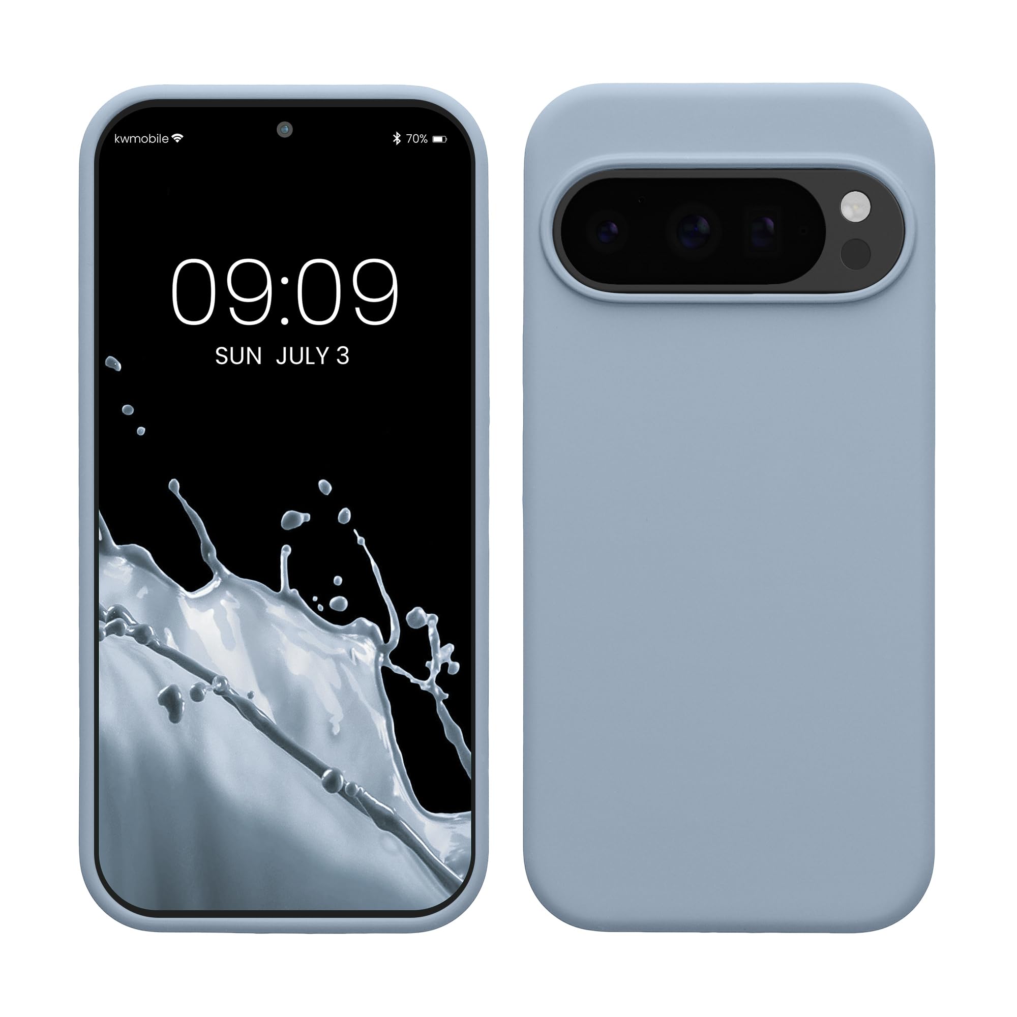 kwmobile Case Compatible with Google Pixel 10 / Pixel 10 Pro Case - TPU Silicone Phone Cover with Soft Finish - Light Blue Matte