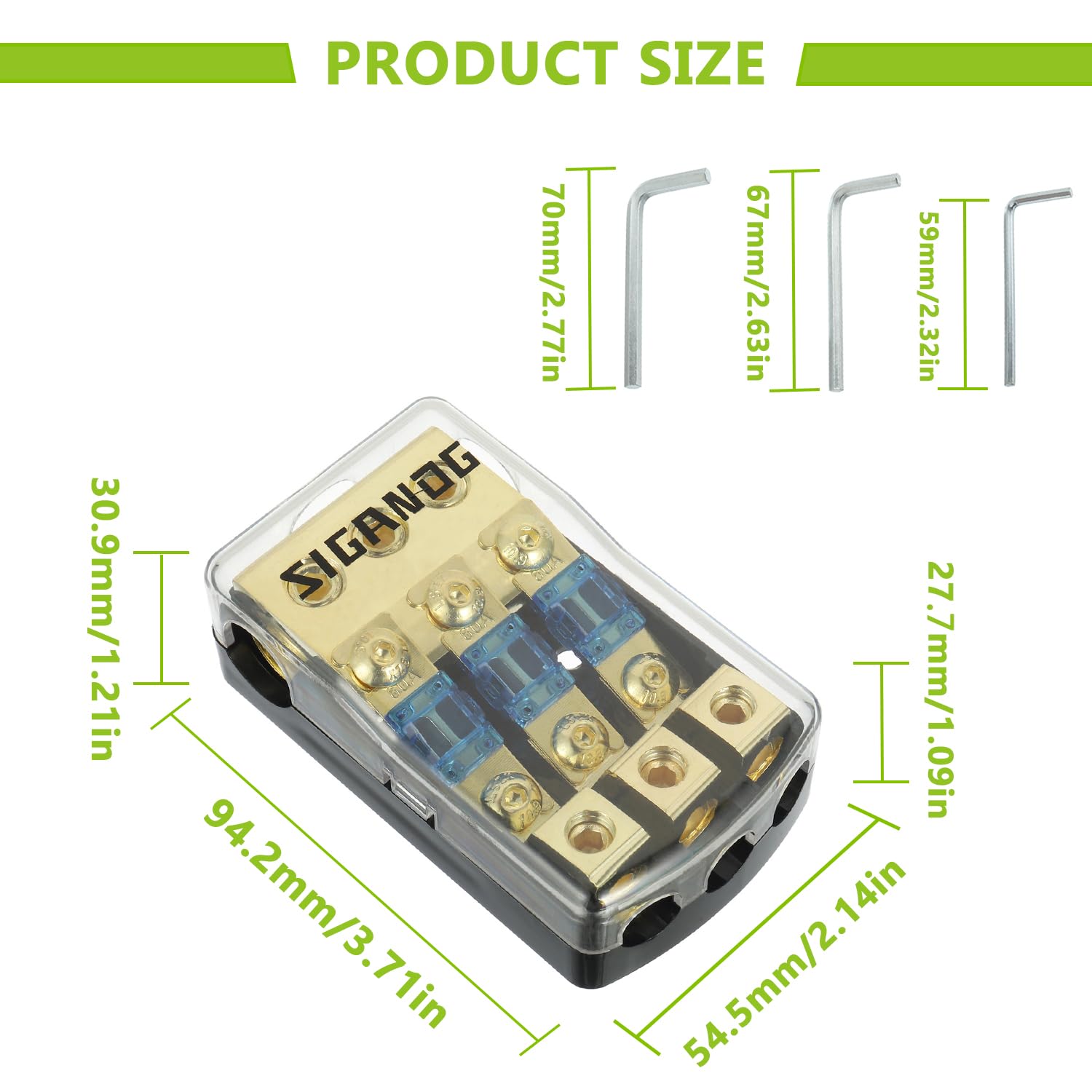 Sigandg 3 Way Anl Fuse Holder With 60A Mini Fuse, 0/2/4 Gauge In 4/8 Gauge Out Fuse Distribution Block, 12V Used For Audio Stere